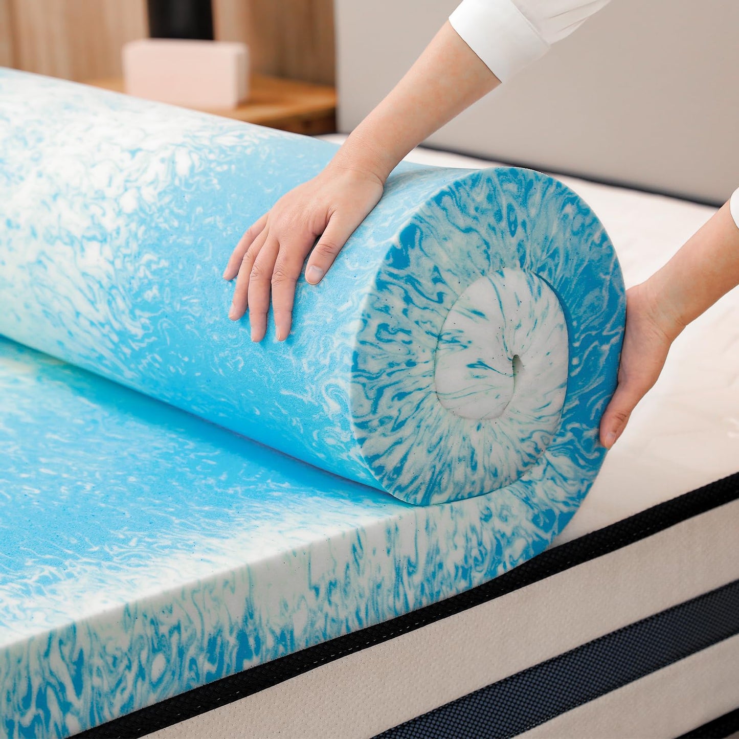 Bynex 2 Inch Gel Memory Foam Mattress Topper, Twin Size Cooling Bed Topper for Back Pain & Pressure Relief