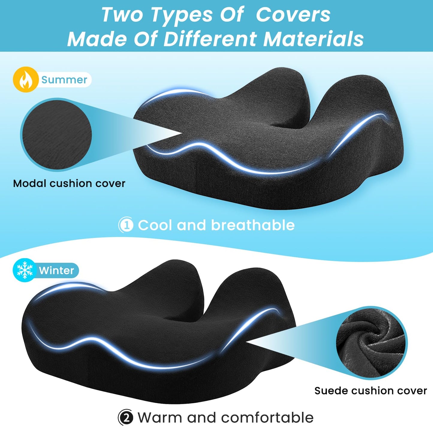 OVRST Memory Foam Seat Cushion，Ergonomic Office Chair Cushion，Coccyx Cushion for Tailbone Pain Relief Butt Pillow for Long Sitting，Suitable for Gaming Chair Car Seat Wheelchair