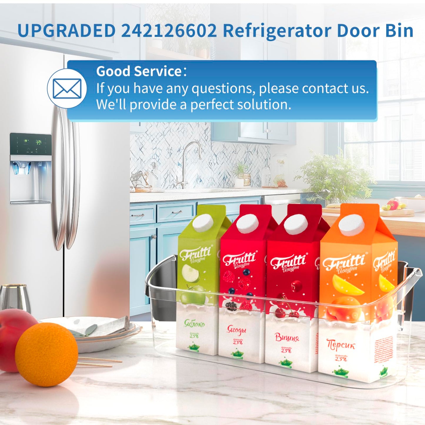 (2-Pack) UPGRADED 242126602 Refrigerator Door Shelves Bin Compatible with Frigi-daire Door Shelf Replacement LFSS2612TF FFSS2615TS FFSS2625TS Fit for Frigi-daire Refrigerator Parts 2421266 PS12364199