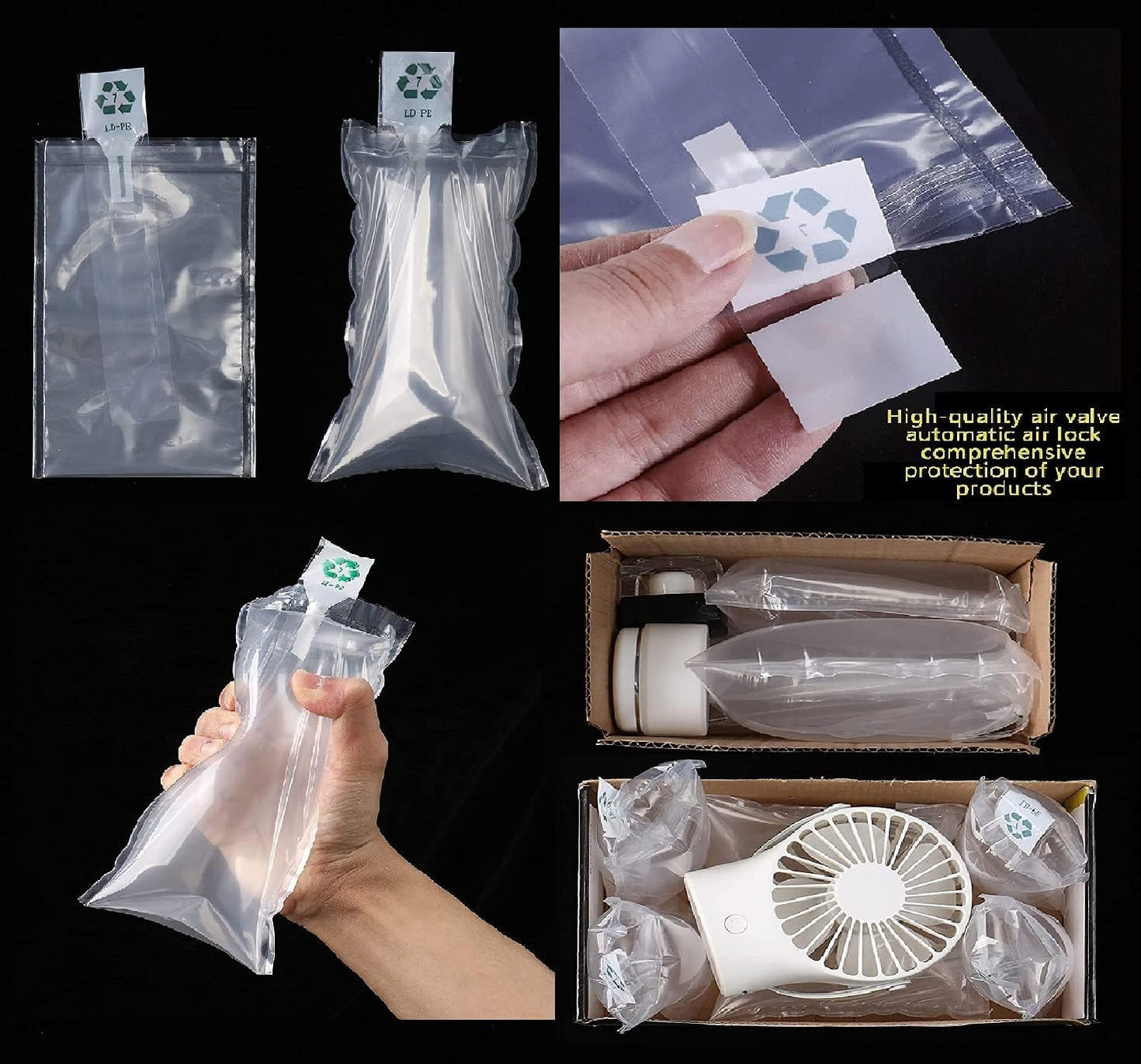 Miupoo Packaging Air Bags,Clear Plastic Inflatable Air Packaging Protector Bag with Free Pump Cushion,Air Cushion Blocking Packaging Bag,4x6 Inches,200 Pieces