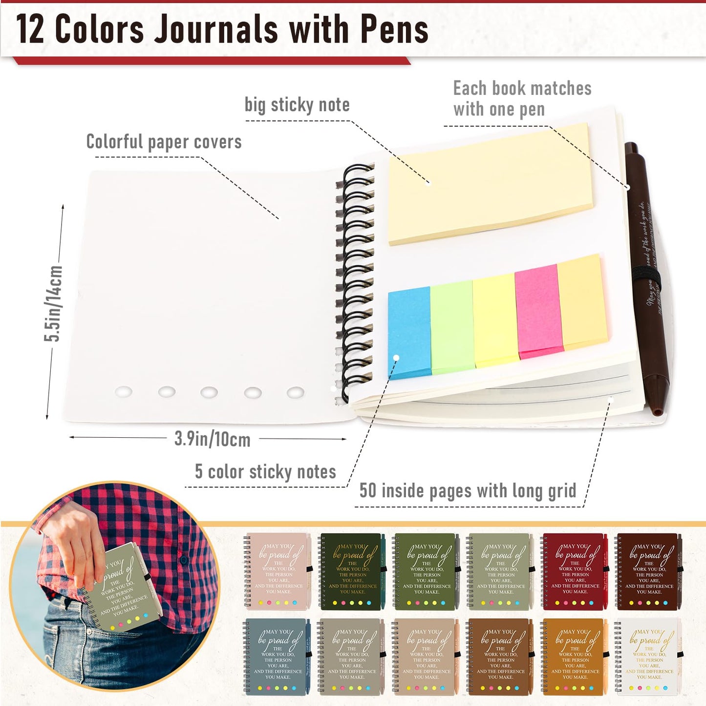 Resurhang 48 Pcs/ 24 Set CNA Week Gifts Bulk Thank You Gift for Cna A6 Notebooks Inspirational Journals Pens Appreciation Gift for Nurse Women Team(Christmas Color)