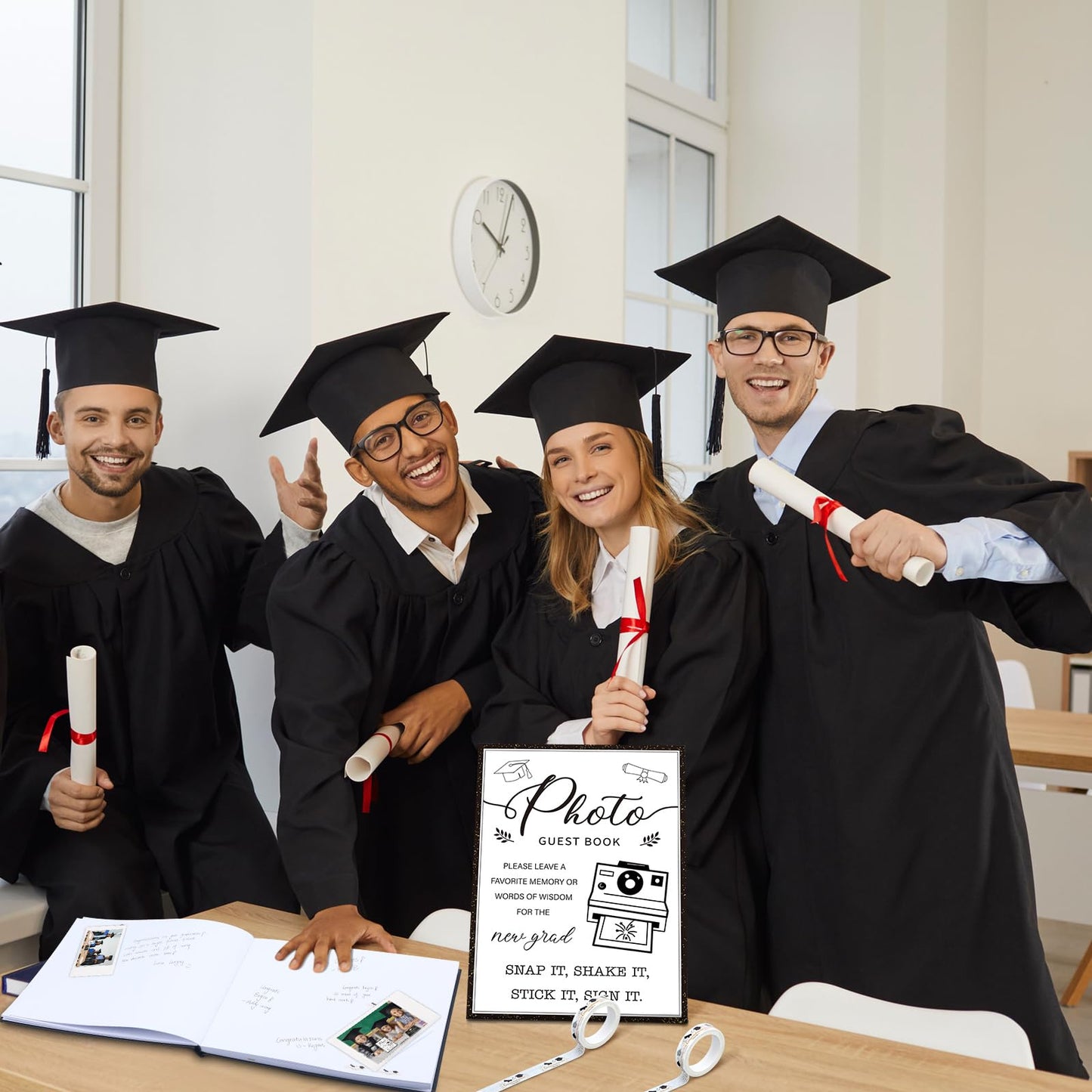 Engrowtic 2026 Graduation Guest Book with Photo Sign Decorations Guest Book Sign 100 Pages Class of 2026 Scrapbook Album DIY Tape Signature Pen for Grad Party(Graduation)
