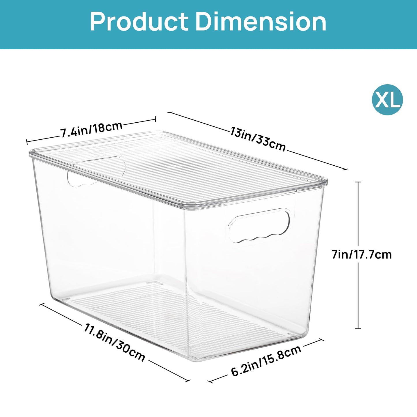 Vtopmart 8 Pack Clear Stackable Storage Bins with Lids,XLarge Plastic Containers with Handle for Pantry Organizer and Storage,Perfect for Kitchen,Fridge,Cabinet, Closet,Bathroom Organization
