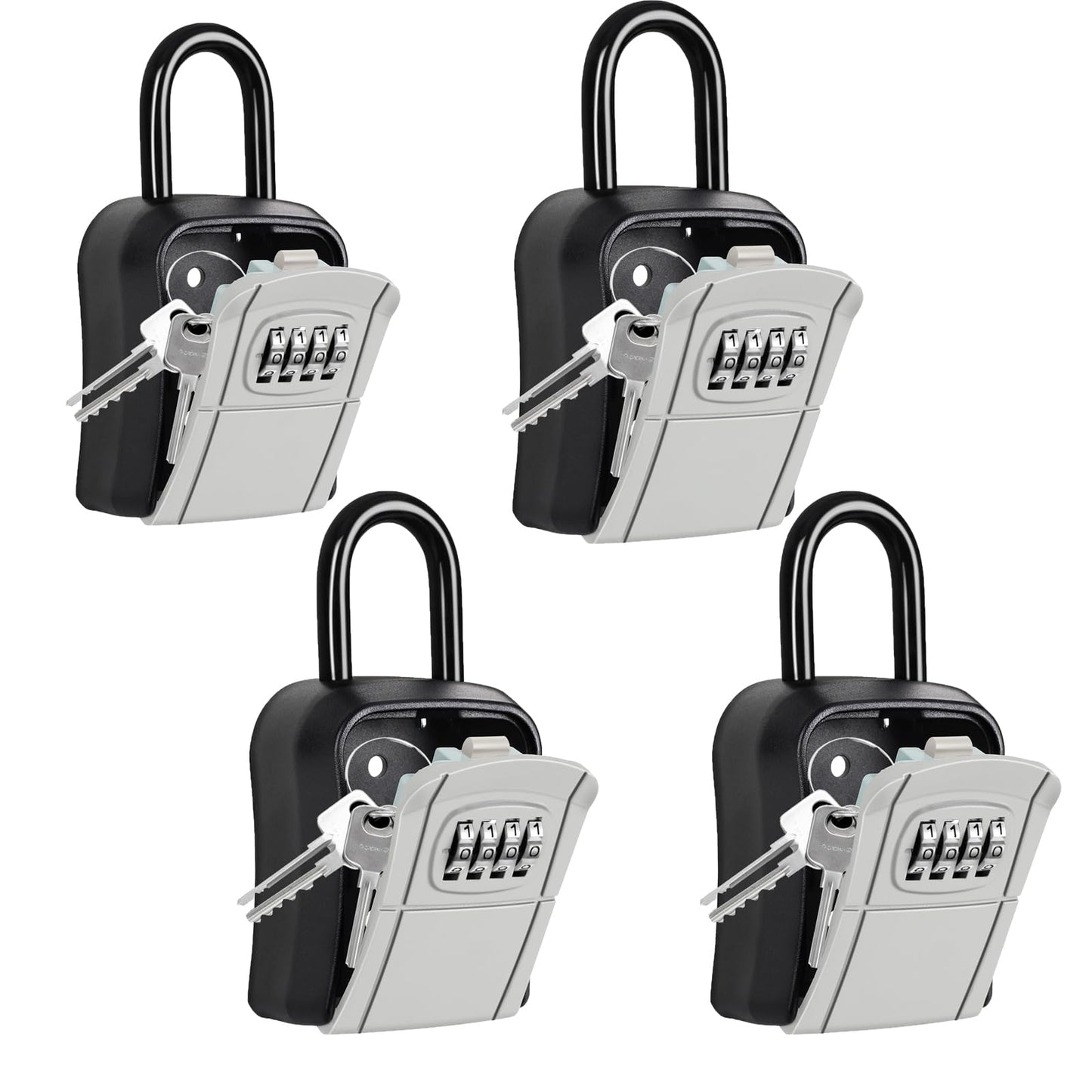 Portable Key Lock Box,Key Holder Safe Security Lock Box for Indoor, Outdoor, Garage, Garden, Store (4 Pack, Grey)