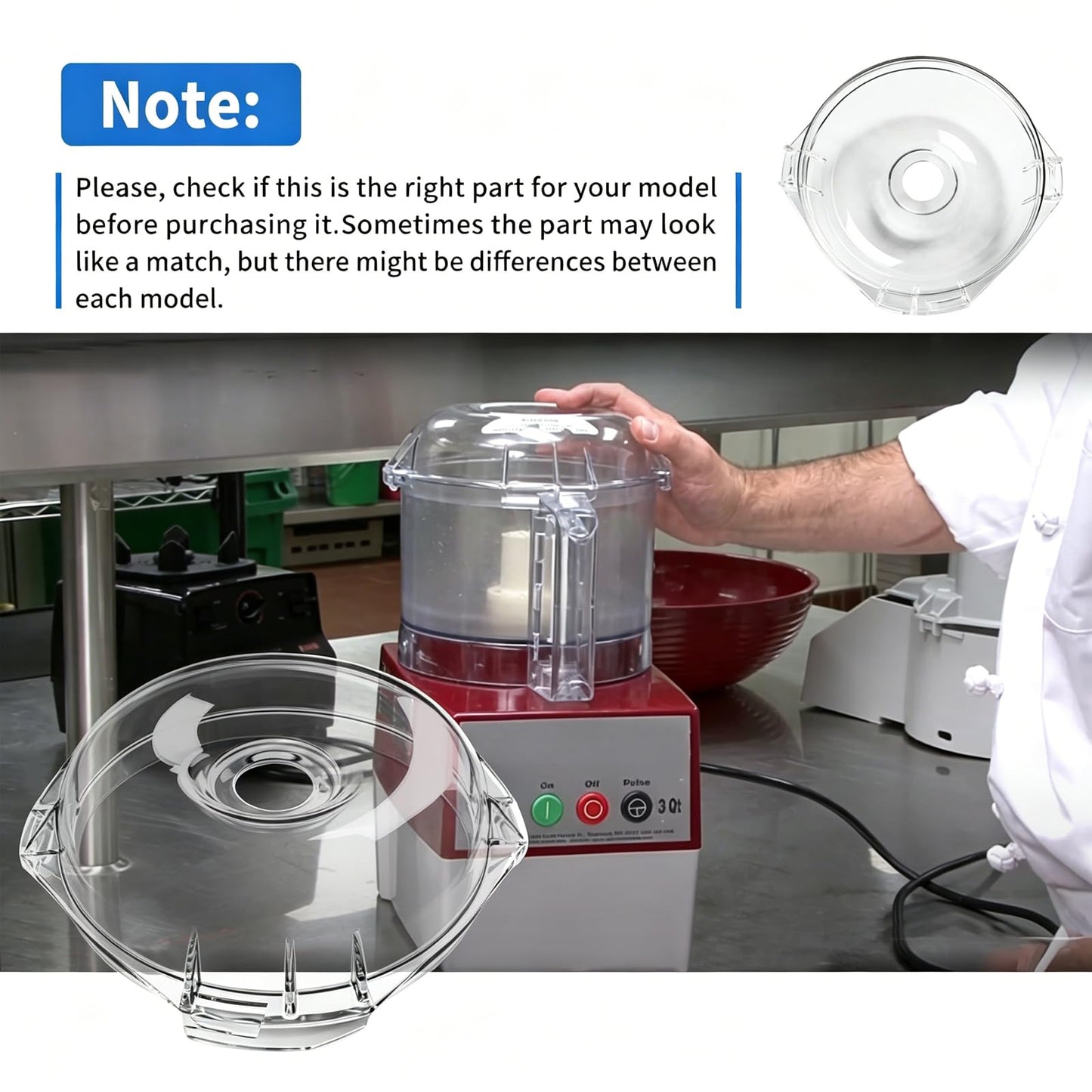 106458s Cutter Bowl Lid Compatible with Robot Coupe R2, R2N, R2U, R2 Dice, R2 Ultra Dice, R100, R101 Series Food Processors, R2 Top Lid Replace 105236, ROBR204 Food Processors R2 Cutter Lid Cover