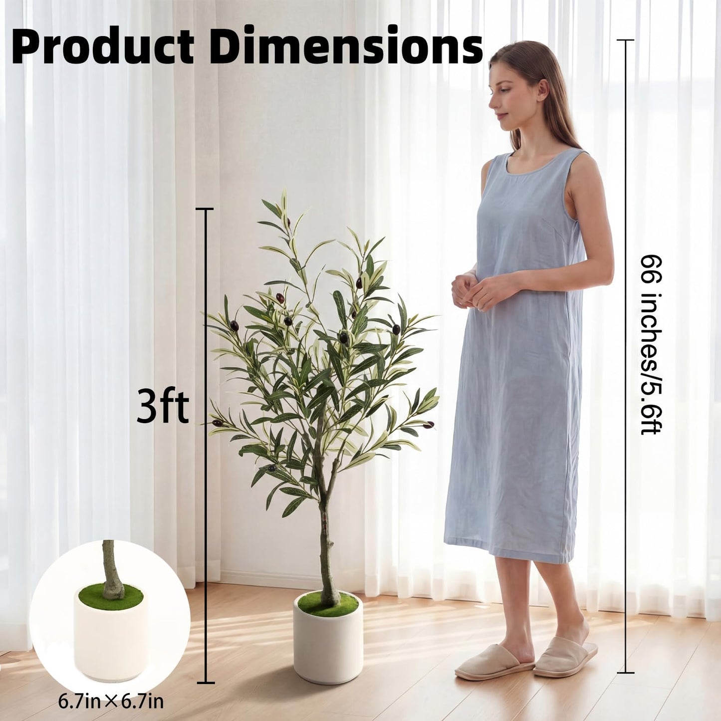 Huhemy 3FT Spherical Fake Olive Tree Artificial Indoor,Faux Olive Tree with Pot,Large Olive Branches and Lifelike Fruits,for Home Office House Living Room Decor.