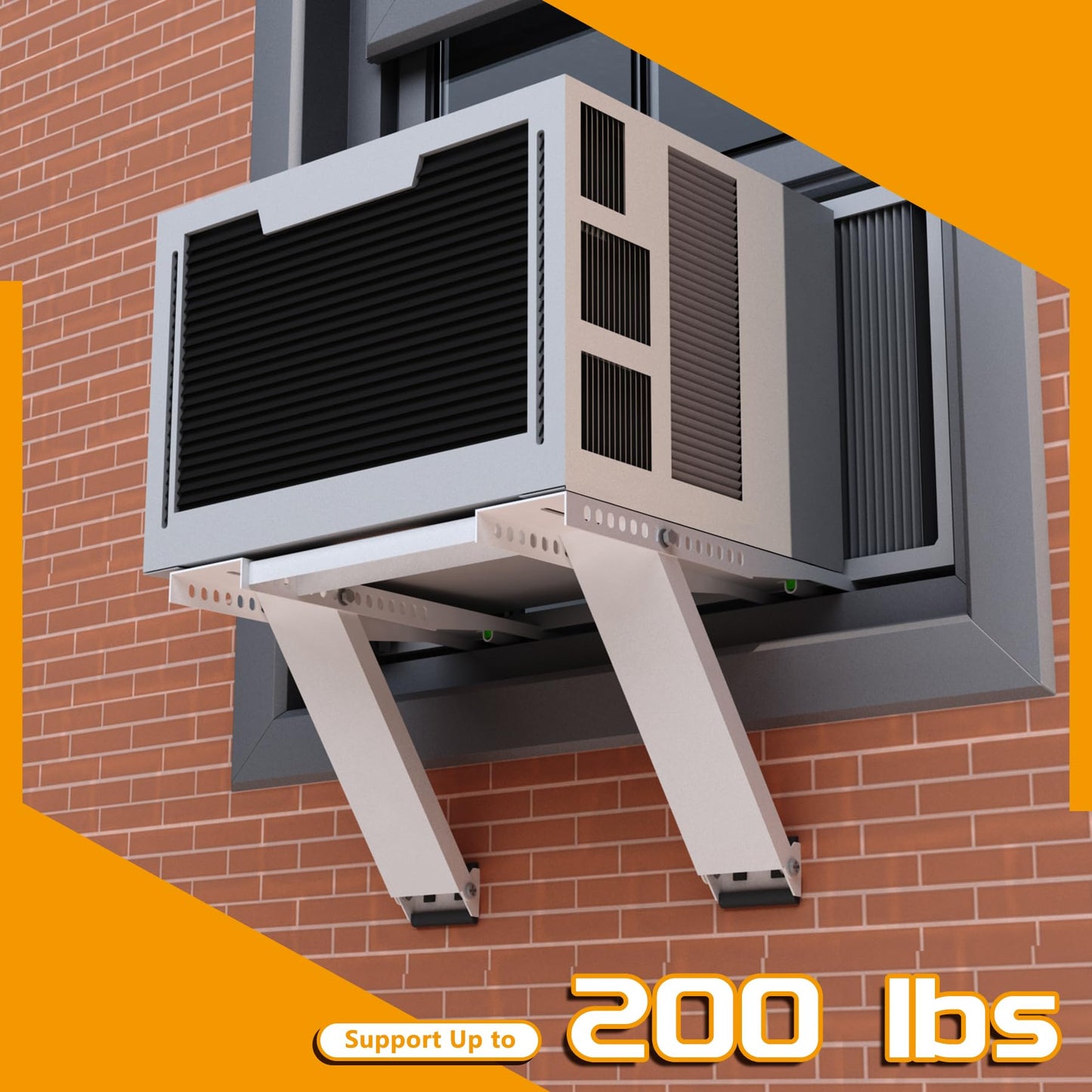 Powrocket Window Air Conditioner Support Bracket with 2 Arms,Window AC Brackets Fits 5,000-22,000 BTU AC Units,Heavy Duty Air Conditioner Brackets for Windows,Up to 200 lbs
