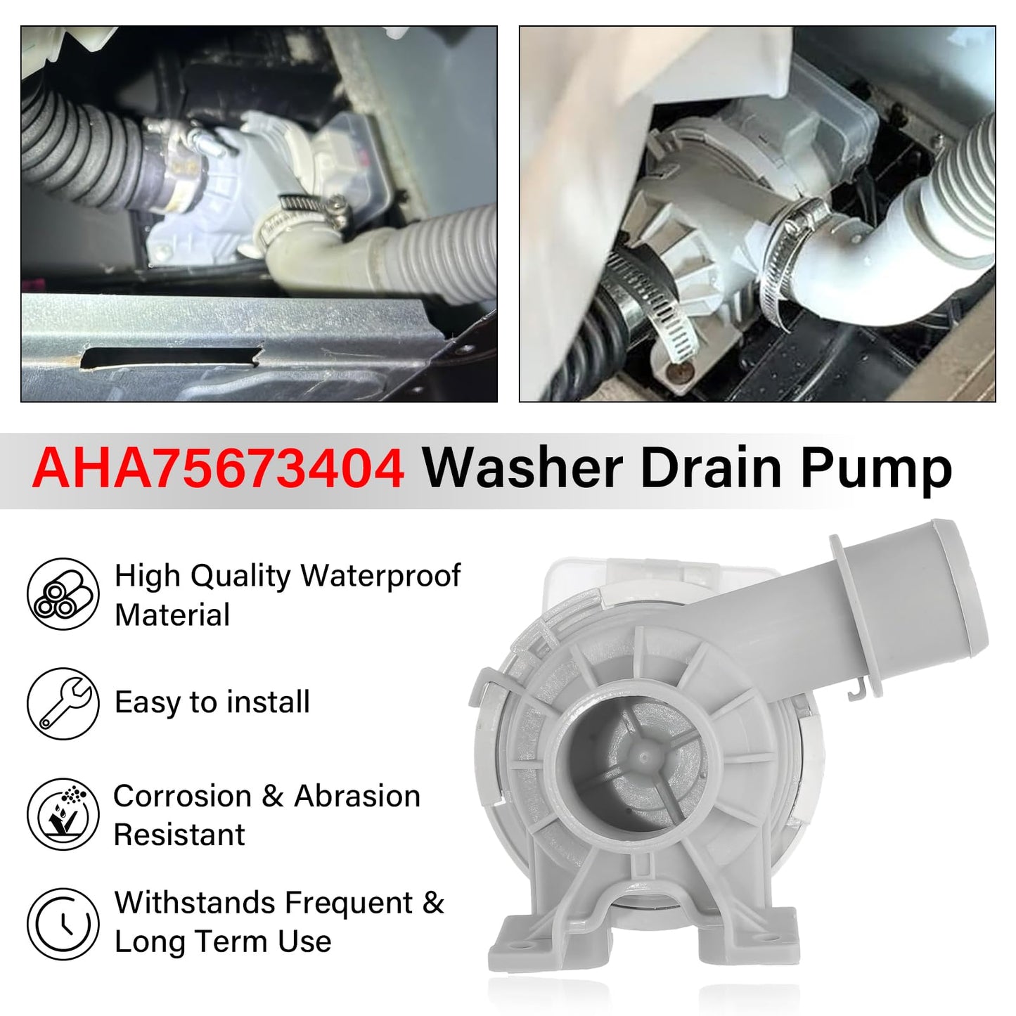 2025 Upgraded AHA75673404 Washer Drain Pump Assembly Fit for LG Washing Machine Drain Pump WT7800CV WT7100CW WT7060CW WT7300CV WT7800CW WT7900HBA WT7150CW Replace AP6978814 PS12748410