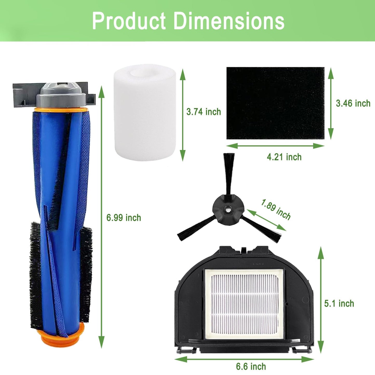 RV2310AE Replacement Parts for Shark AV2310AE RV2310AE RV2320S UR2350AE RV2300S Matrix Robot Vacuum Cleaner 2 Main Brush Roller 2 Sets Foam Filters 3 Filters 8 Side Brushes (Not For RV2300)