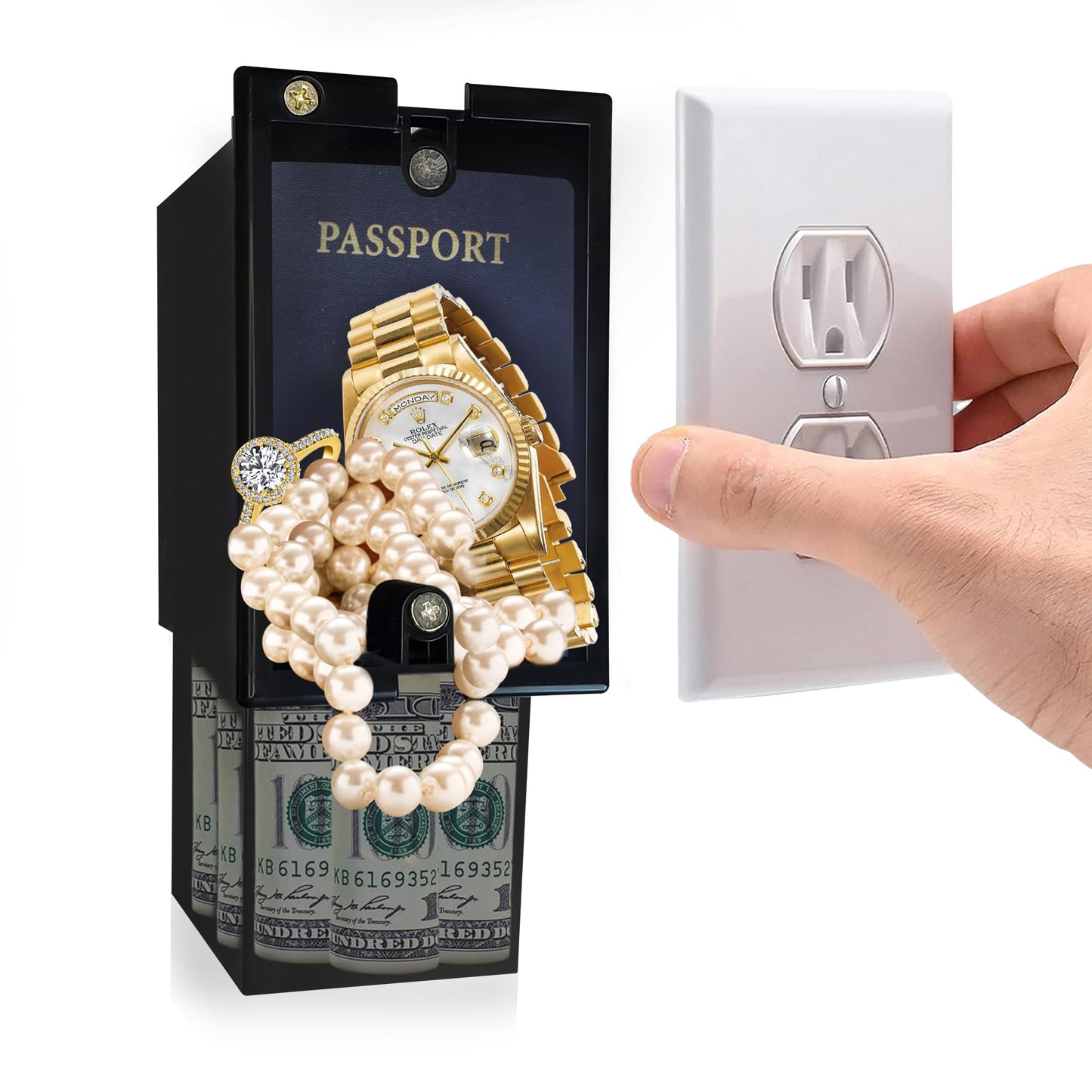 Wall Outlet Safe and Electrical Outlet Hidden Wall Safe, Hide in Plain Sight Key Money Jewelry Storage Cash Holder Safe Box (2)