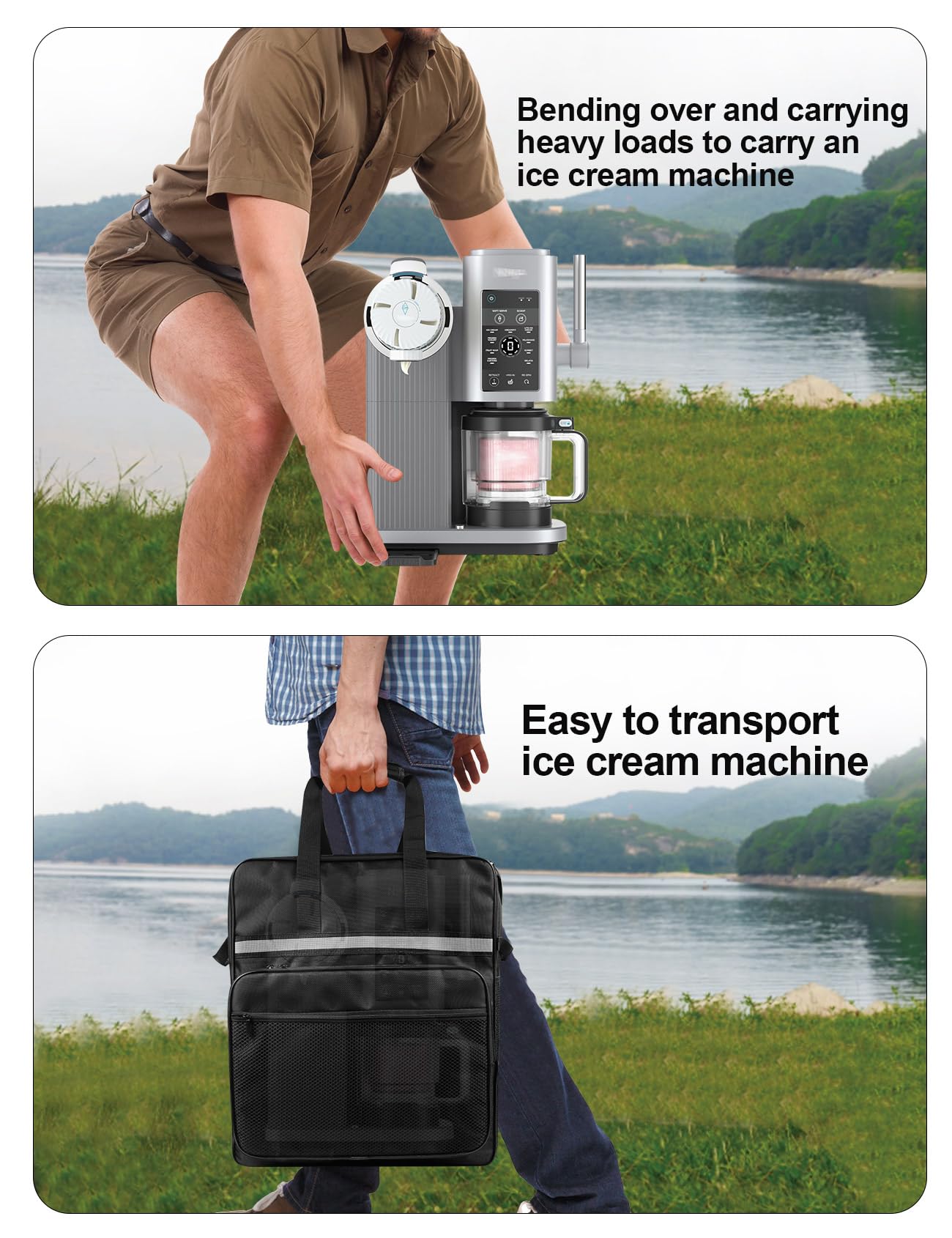 EiiJugaloo Ice Cream Machine Carrying Bag Sorbet Maker Travel Case Heat-Resistant Waterproof Oxford Cloth Storage Bag for Ninja NC701 Swirl by CREAMi Ice Cream and 16oz Soft Serve Maker