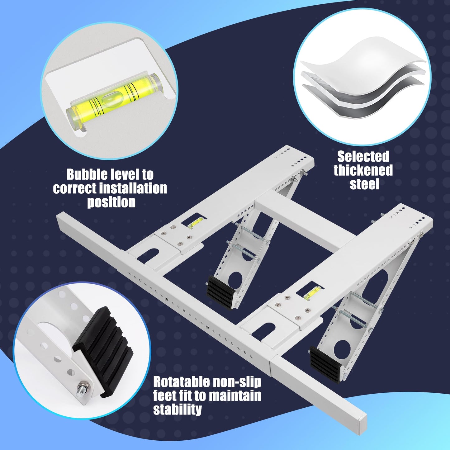 getlstub Air Conditioner Support Bracket, Adjustable Window AC Bracket, No Drilling, Heavy Steel Air Conditioner Stand Fit Most Single and Double-Hung Windows, Hold Up to 220lbs
