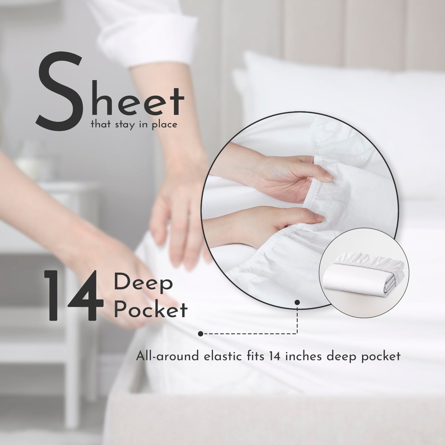 Linen Closet 100% Organic Cotton Twin Sheet 3 Pcs Set, Cotton Sheets with 16” Deep Pocket, Arctic White | Bed Sheets for College Dorm Essential, Crisp & Breathable, Percale, Comfy, Naturally Cooling