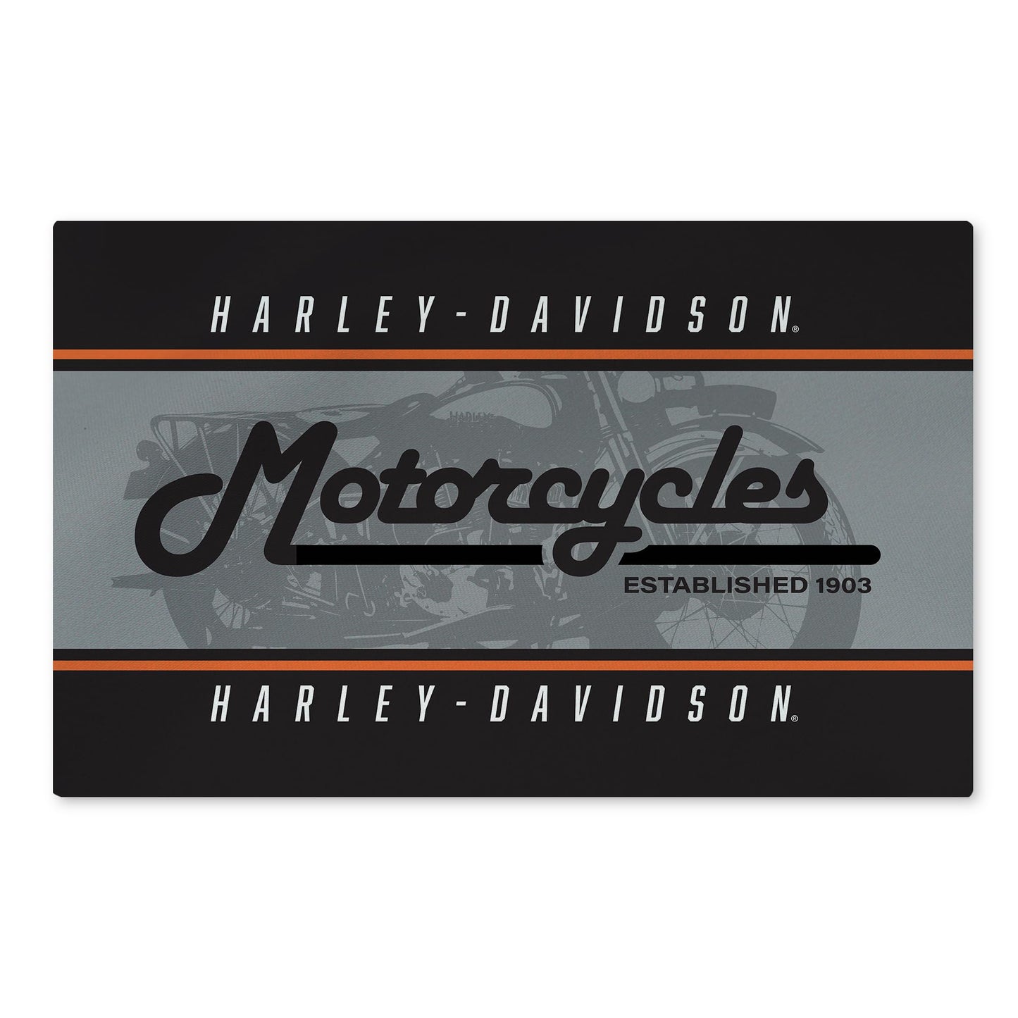 Northwest Harley-Davidson Washable Area Rug, Low Pile Floor Mat, Vintage Stripes, 20 x 32 in