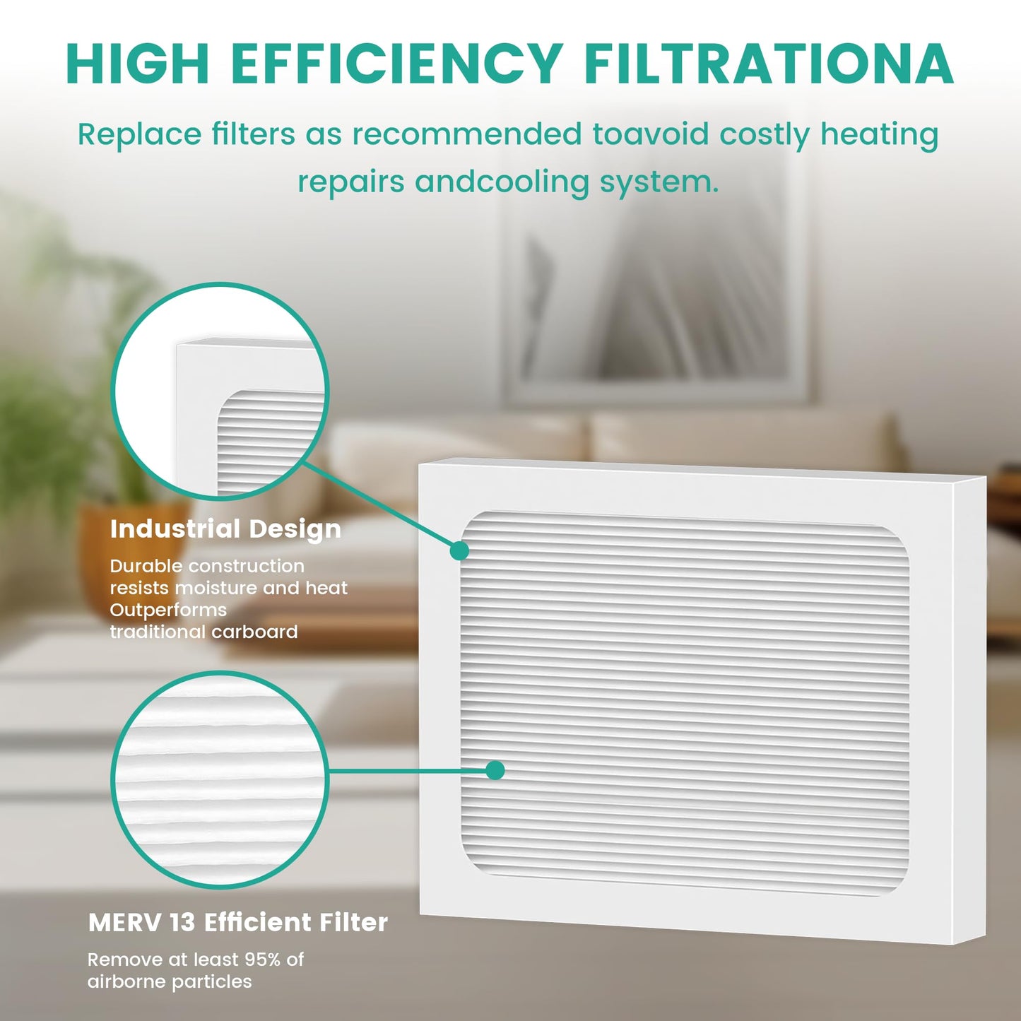 9 x 11 x 1 MERV 13 Replacement Dehumidifier Filter Compatible with Santa Fe Compact70, Ultra70, Element, Compact2, UA 65H dehumidifier Models, Upgraded, 4 Pack