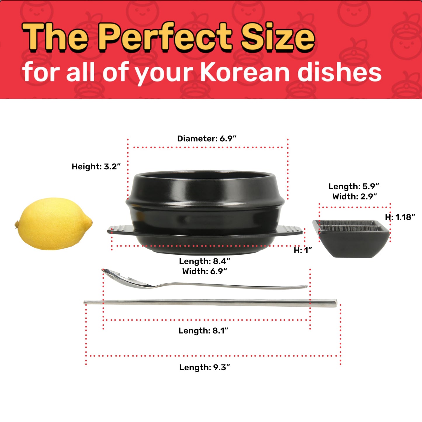 Captain Cranberry Korean Stone Pot Set (7-piece, 38.7oz with Hot Pot Grip), Ttukbaegi, Dolsot, Korean Soup Bowl, Ceramic Pots for Cooking, Soup Pot, Earthenware Claypot, Bibimbap, Ramen