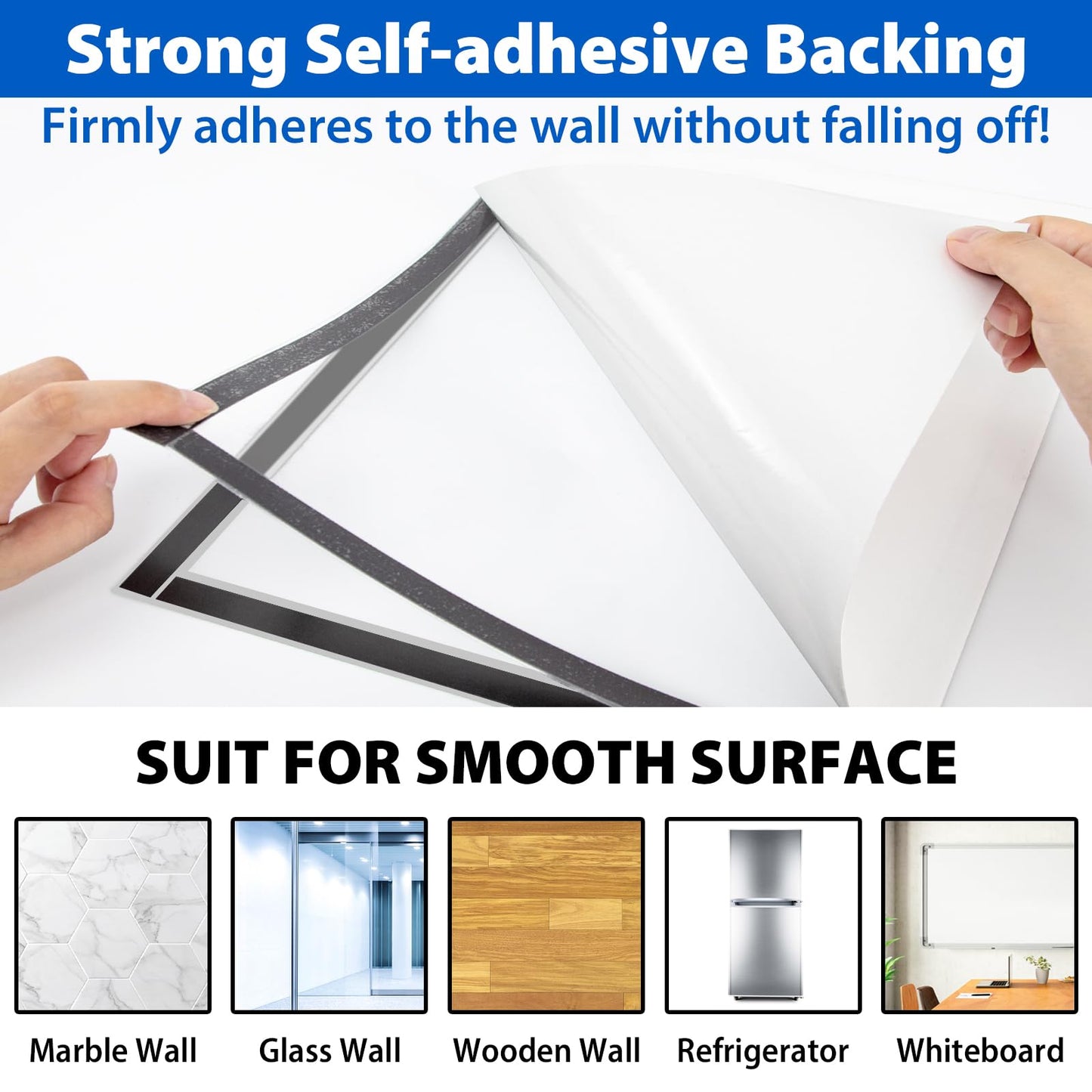 VAIIGO 20 Pack Magnetic Sign Holder 8.5 x 11, Self-Adhesive Magnetic Picture Frame & Document Holder for Wall, Door, Fridge, Glass - Double-Sided Magnetic Frame for Poster & Paper Display (Silver)