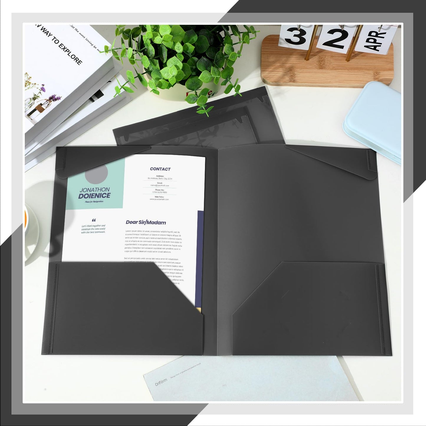 Henoyso 36 Pack Black Plastic Folders with Clear Front Pockets Heavy Duty File Folders with 2 Pockets and Card Slot for Student Communication School Office Presentation Report