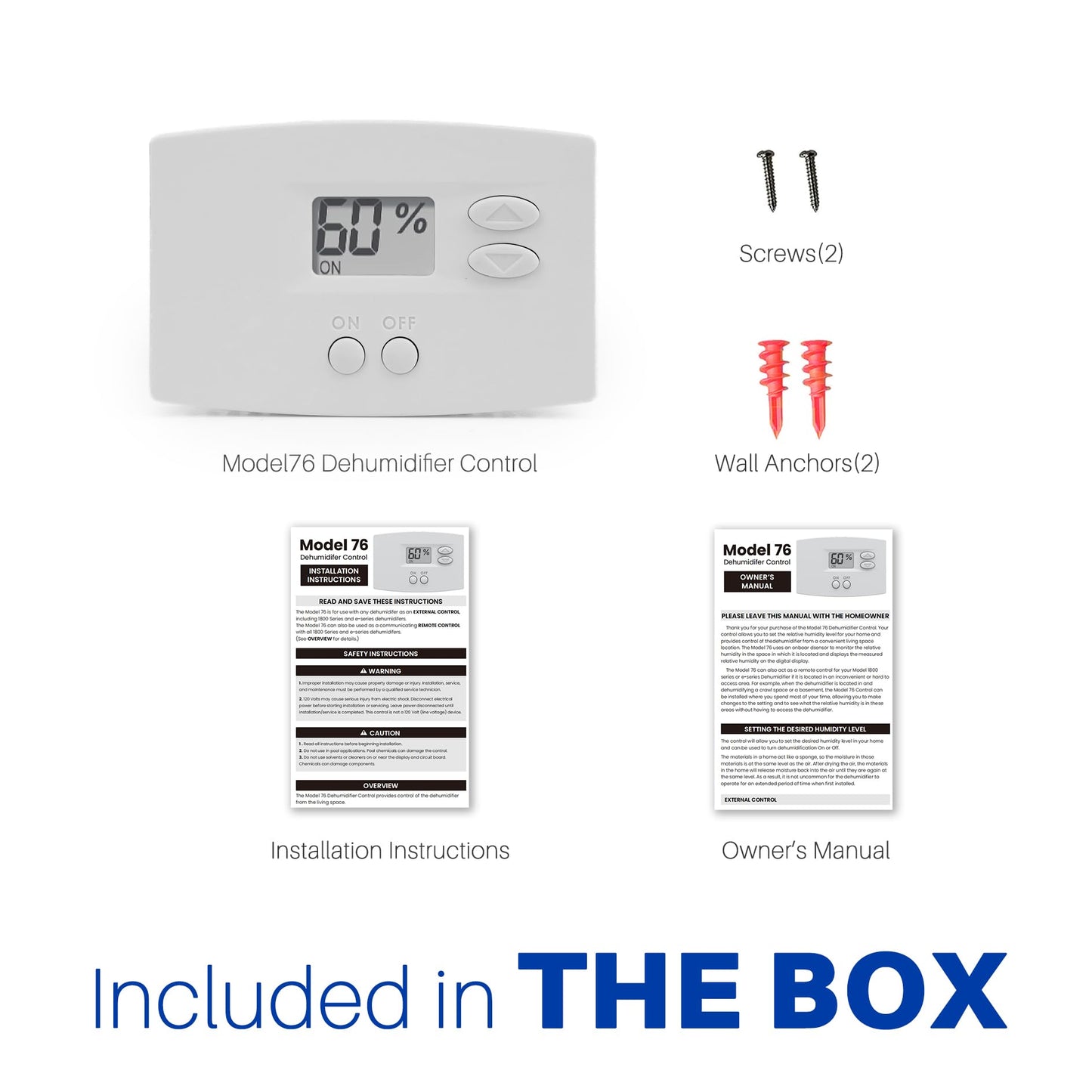 M76 Digital Wall Mount Dehumidifier Control, Compatible with 1800 Series and E-series, Wall Mounted Digital Control for Whole Home Dehumidifiers, Model76 24VAC