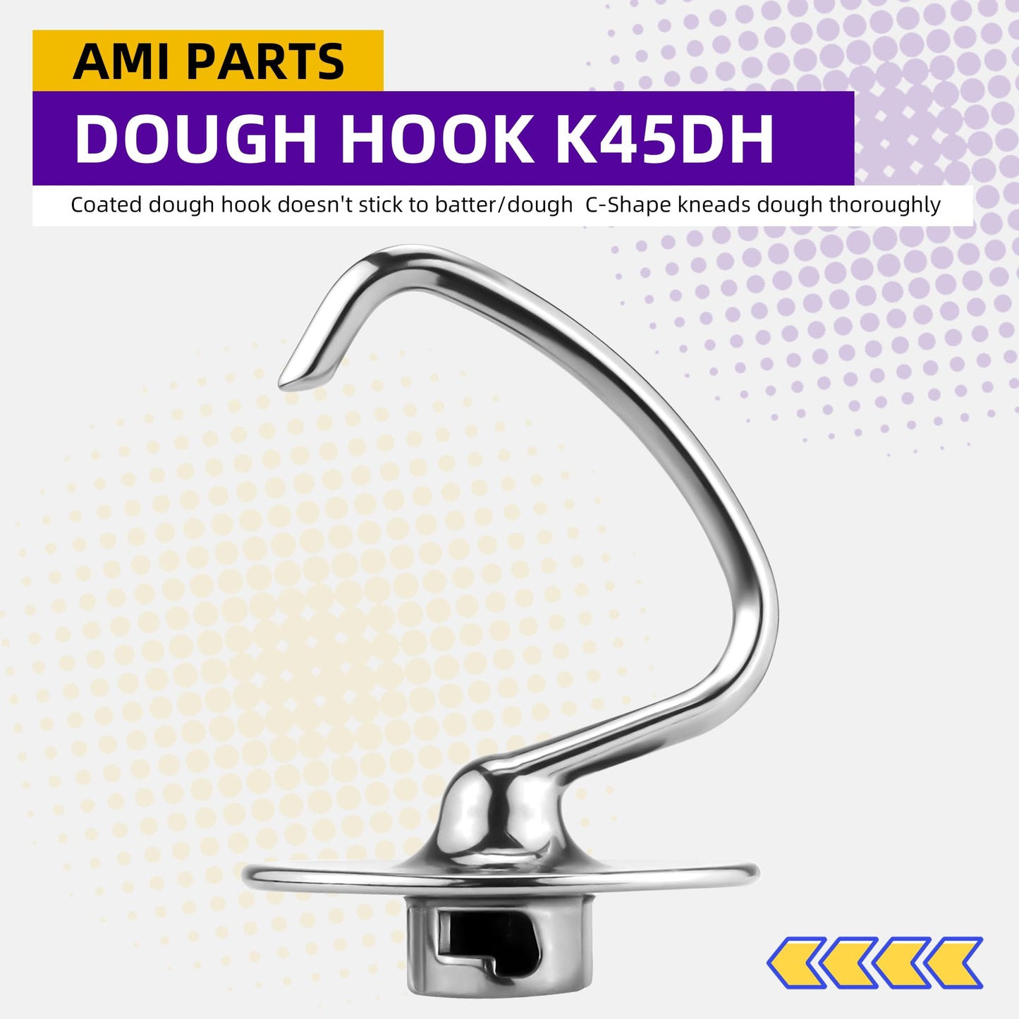 3 Pieces Stand Mixers Repair Set Stainless Steel for Kitchen Tilt-Head Stand Mixers K45DH Dough Hook K45B Coated Flat Blade Paddle K45WW Wire Whip Compatible with Kitchen-aid Accessories by AMI PARTS