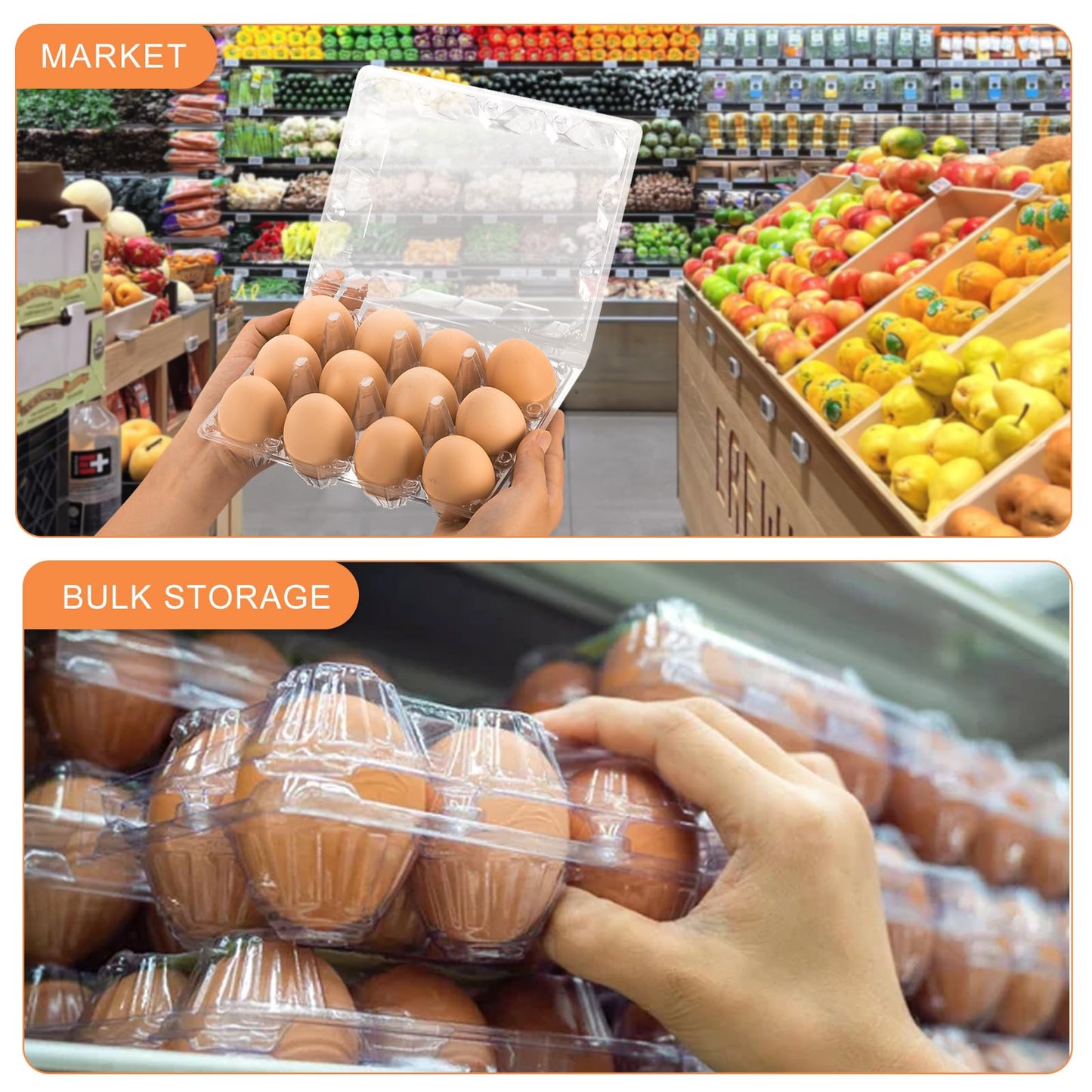 Lixavaer 180 Pack Clear Plastic Egg Cartons, Reusable Stackable Egg Containers for Farm, Market & Fridge Storage, 3×4 Grid