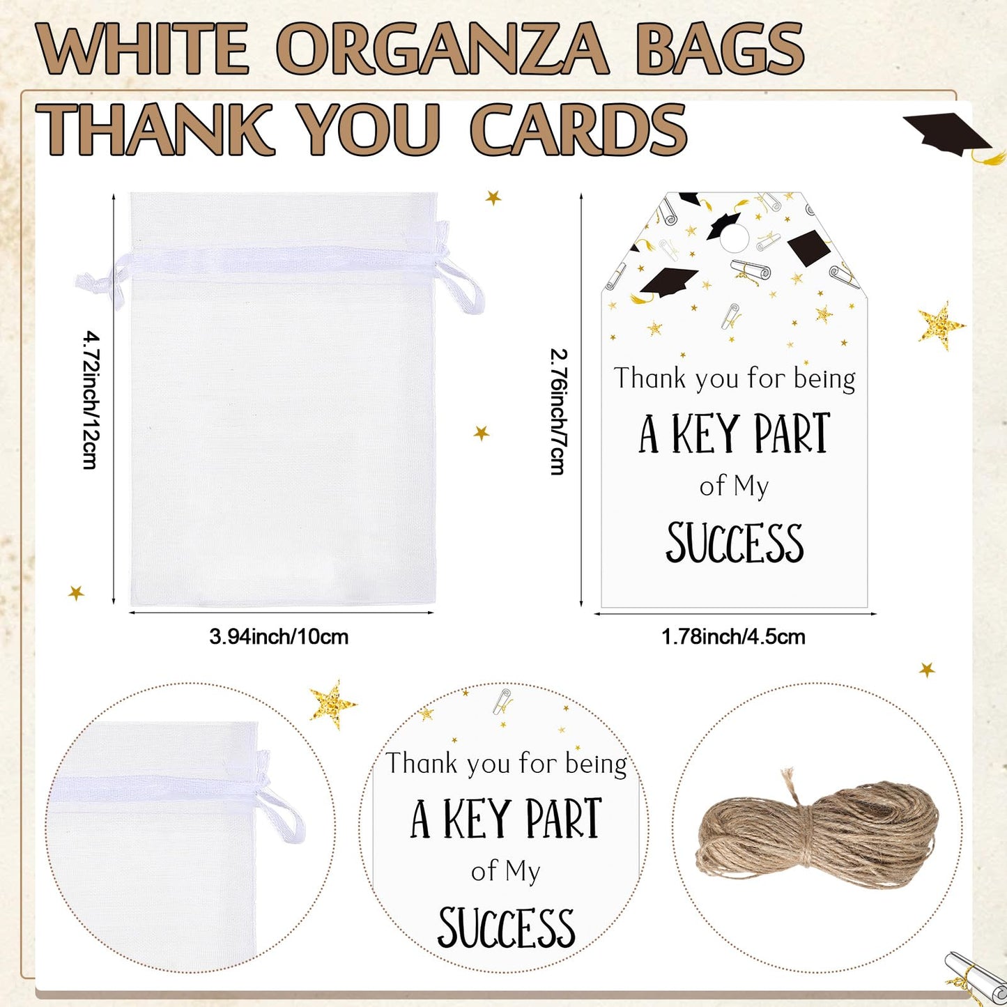 Misdary 25 Sets Graduation Party Favor for Guest 2026 Graduation Cap Bottle Opener Keychains with Thank You Card Organza Bags Class of 2026 College Celebration Party Supplies (Bronze)