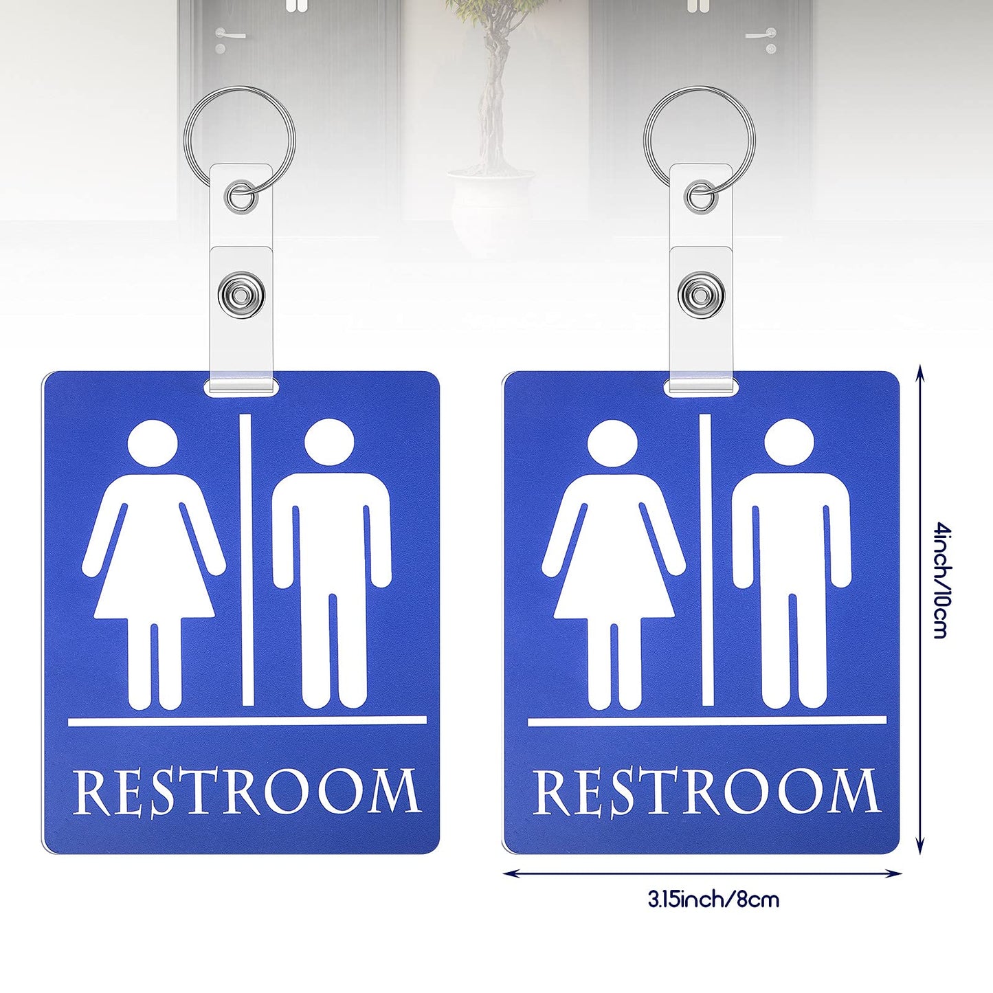 Gersoniel 50 Pcs Bathroom Pass Keychain Unisex Restroom Pass Key Tag for Classroom Bathroom Hall Key Tag with Keychain Ring for Women Men Business Restaurant Toilet Office School Classroom (Blue)