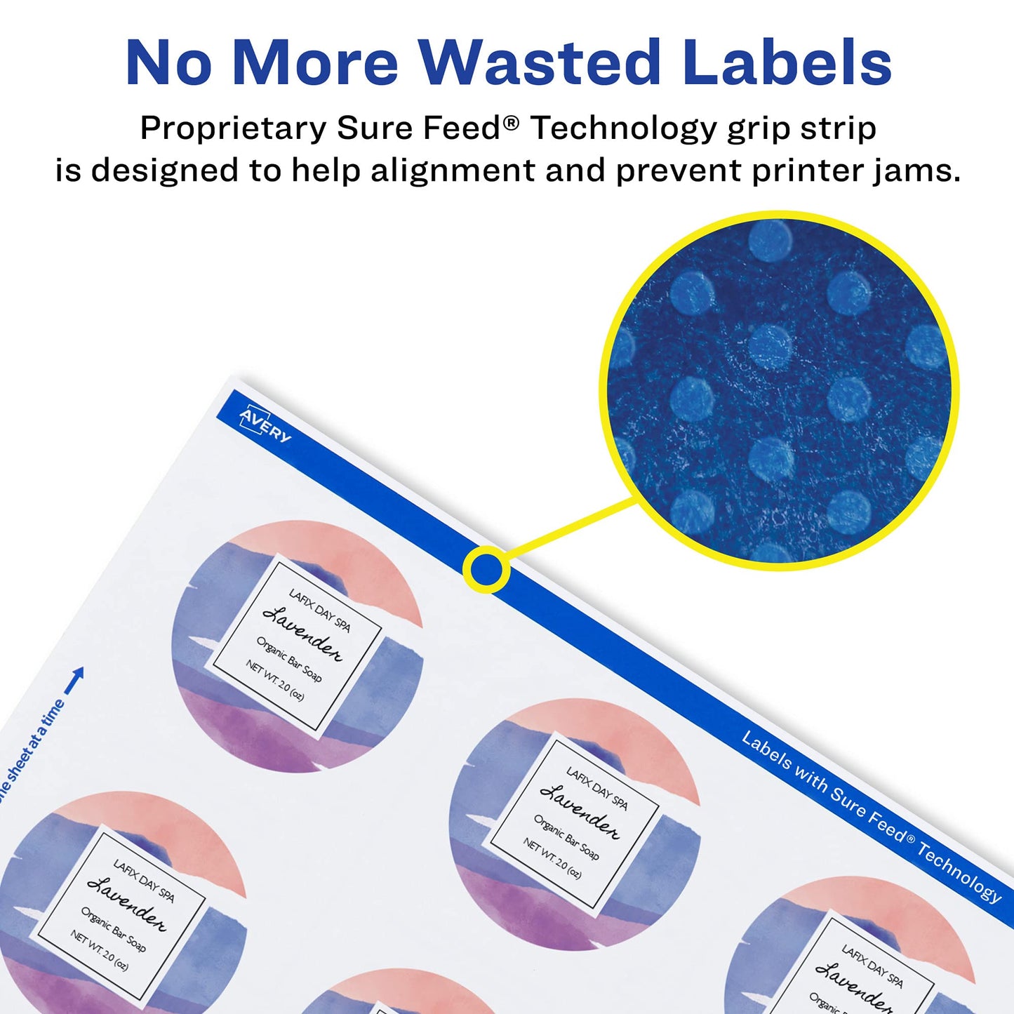 Avery Printable Durable White Round Labels, Sure Feed Technology, 2" Diameter, Print-to-the-Edge, Waterproof Labels, Laser & Pigment-Based Inkjet Compatible, 600 Total