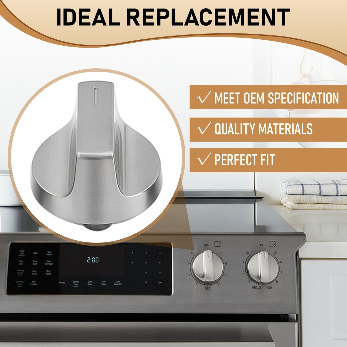 4 Pcs W11517334 Range Knob Compatible with Whirlpool Gas Ranges WEG515S0, WEG745H0, Replace W11122869, W10850033, W11458842
