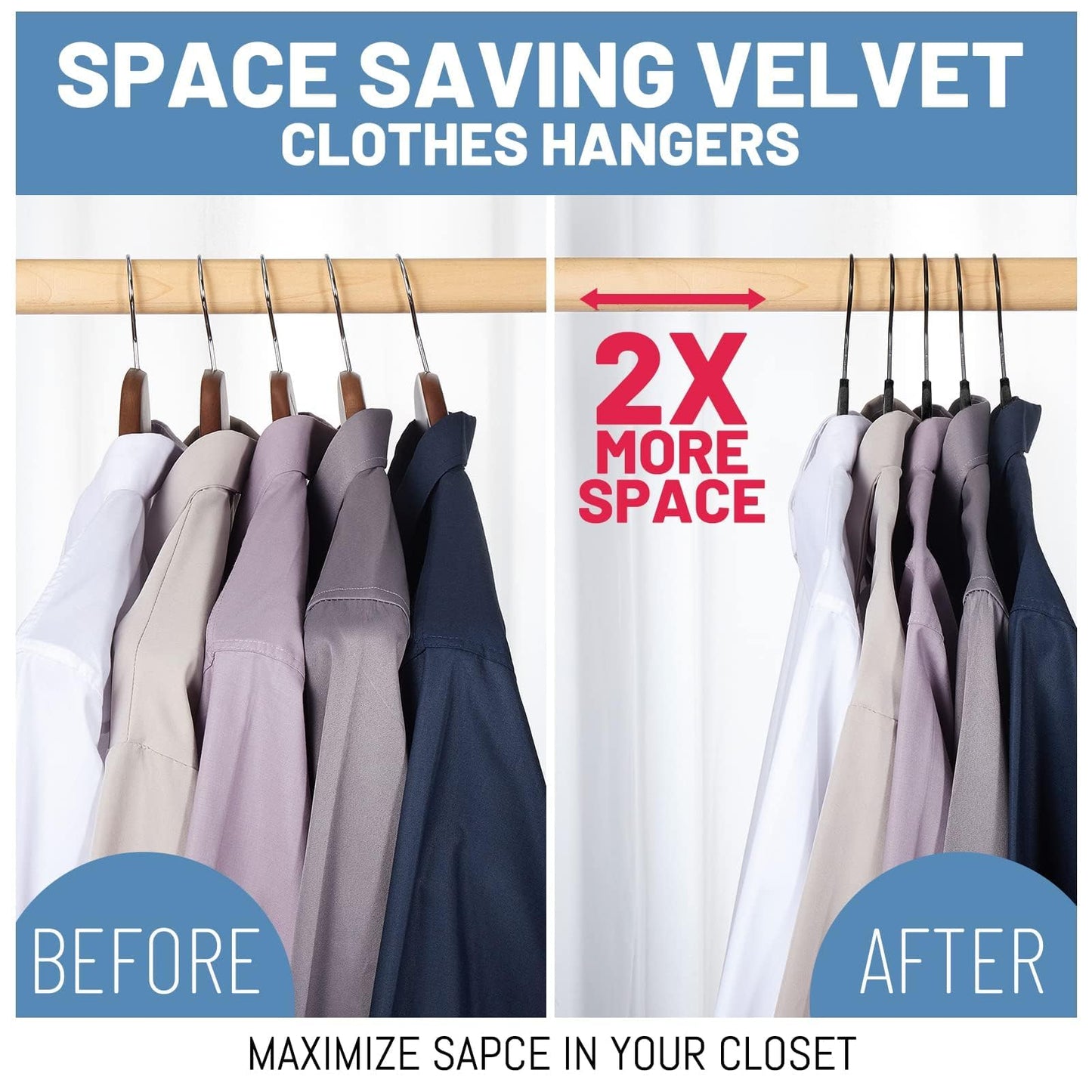 HOUSE DAY Black Velvet Hangers 60 Pack, Non Slip Felt Hanger, Slim Velvet Clothes Hangers for Suits, Shirt, Heavy Duty Coat Hanger for Closet