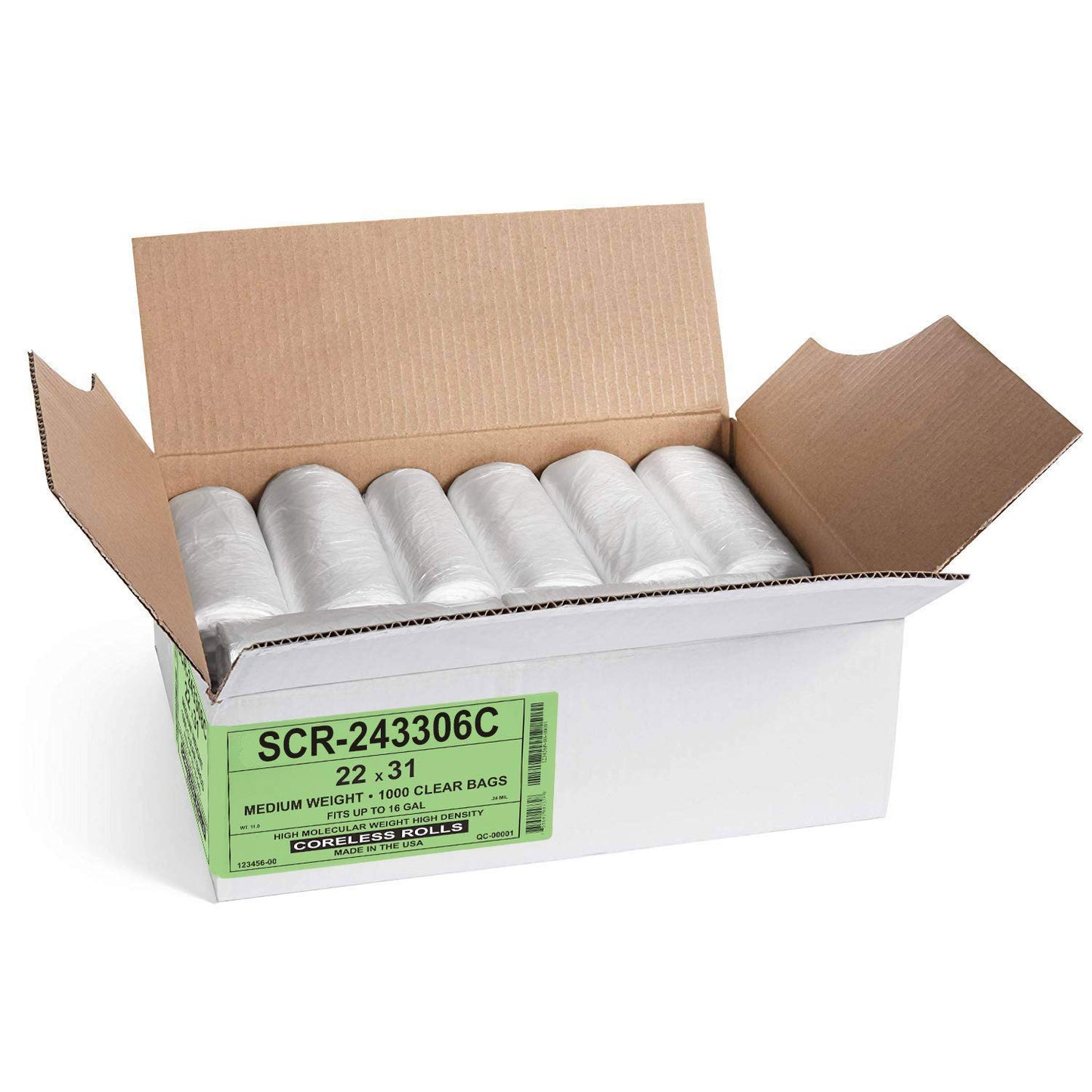 Aluf Plastics SCR-243306C 12-16 Gallon Trash Bags - (Commercial 1000 Pack) - Source Reduction Series Value High Density 6 Micron Gauge (equiv) - Intended for Office, Bathroom, Paper, Styrofoam