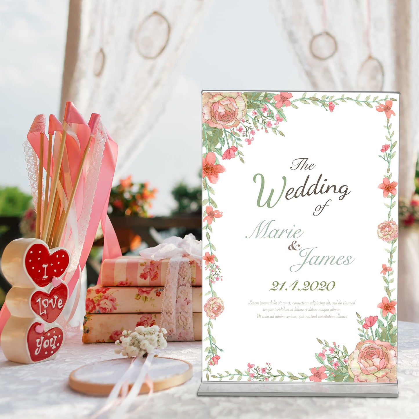 Amyhill 24 Pack Acrylic Sign Holder 5 x 7 Inch Plastic Picture Frames Self Standing Clear Acrylic Frame Double Sided T Shape Table Menu for Wedding Business Office Hotel Supplies