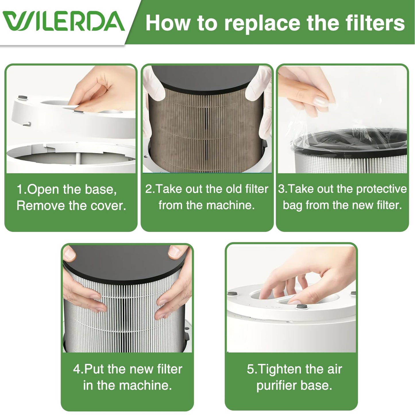 JF100 Replacement Filter Compatible with JF100 Air Purifier. 3-in-1 Pre-Filter, HEPA and Activated Carbon Filtration System, 3 Pack