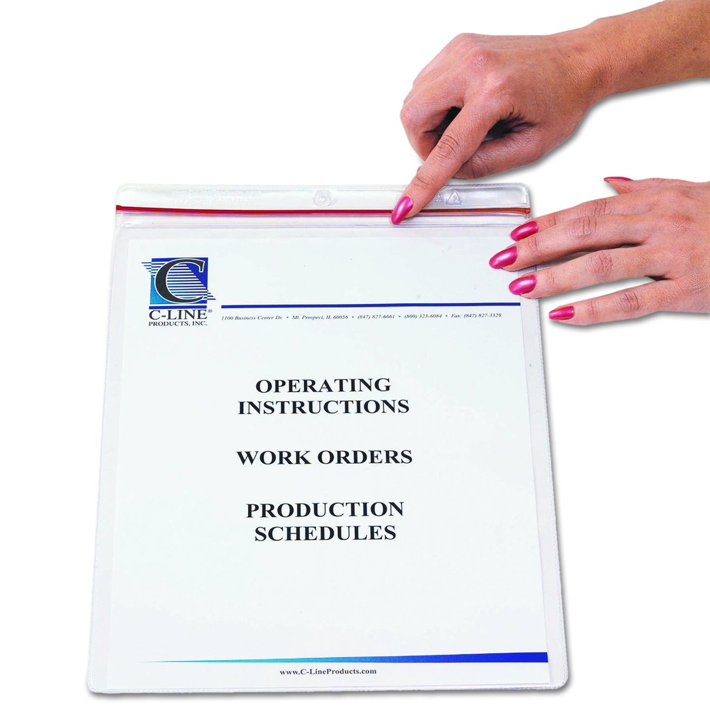 C-Line 82912 Industrial Zipper Seal Shop Ticket Holders, Vinyl, Clear, 55", 9 x 12 (Box of 15)