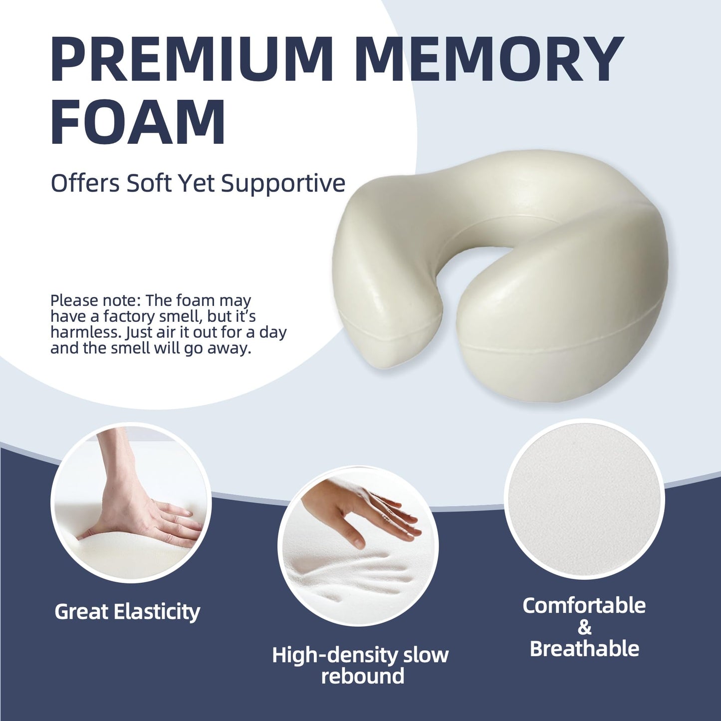 SKYTRAX COMF® Premium Ergonomic Memory Foam Travel Neck Pillow, Washable Cooling Ice Silk Cover, Firm Neck Support for Airplane Long Flights & Pain Relief, with Portable Carry Case (Grey)