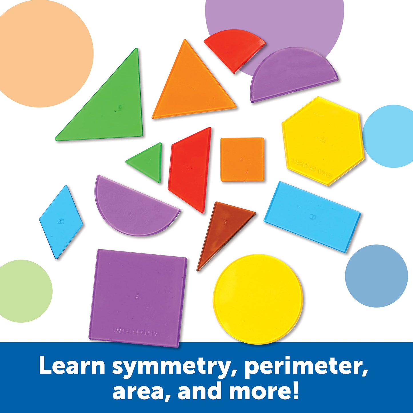 Learning Resources Translucent Geometric Shapes - Light Table Manipulatives for Kindergarten, Early Math Toys, Translucent Pattern Blocks for Classroom and Homeschool, Teacher Must Haves