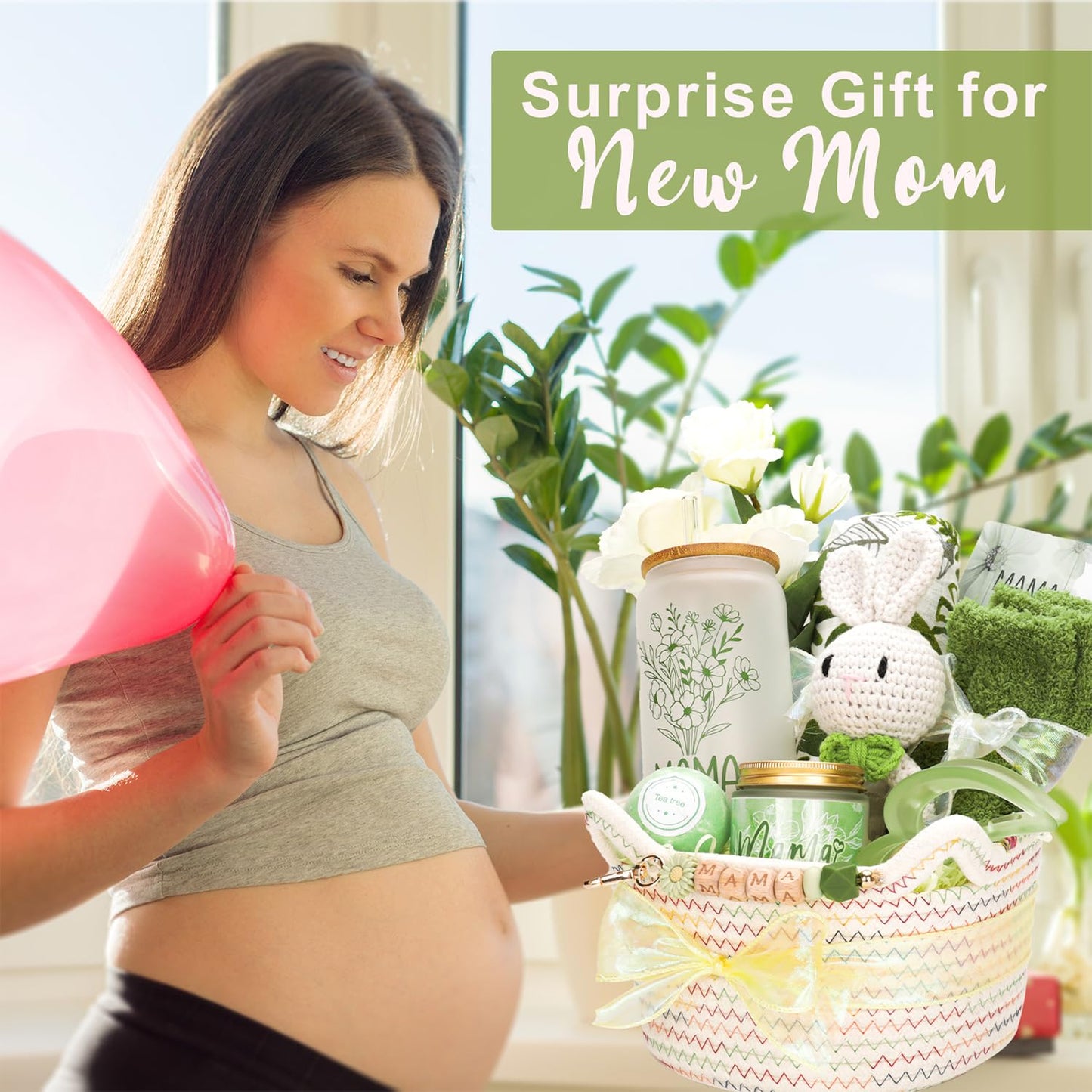 Elysirise New Mom Gifts,Baby Shower Gifts for Mom and Baby,Pregnancy Gift for Expecting Mommy,9-Piece Care Basket for First-Time Moms