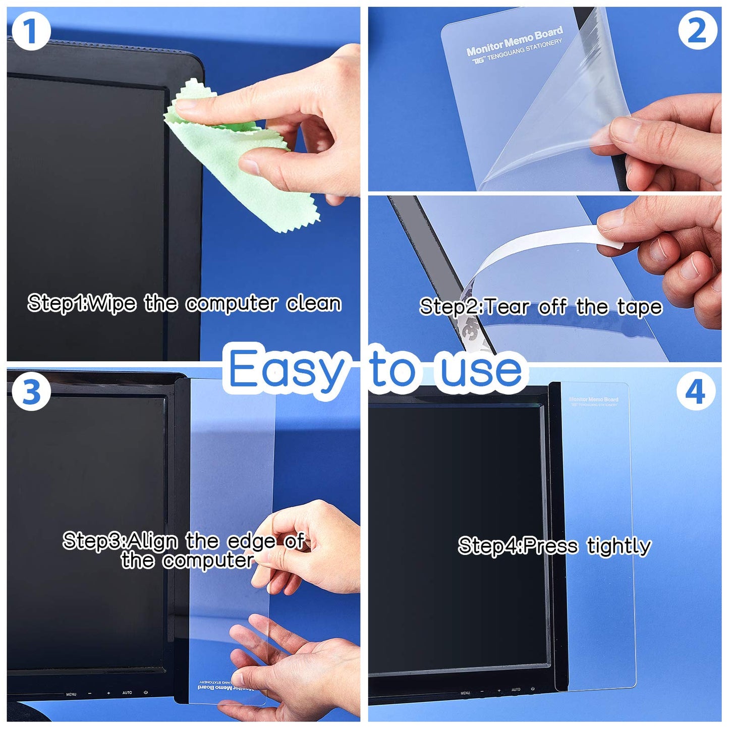 Zonon 24 Pieces Monitor Memo Board, Memo Boards for Computers Transparent Acrylic Monitor Side Panel Office Desk Accessories Desktop Computer Sticky Note Holder for Office Home Work Desk
