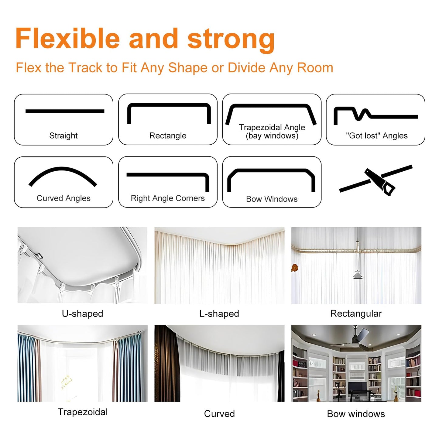 Room Divider Curtains Flexible Ceiling Tracks Set Curtain Track Ceiling Mount Blackout Curtain for Living Room Bedroom Ceiling Curtain Rod Privacy Dividers Panels W100 x H84 Black Drape & Black Rail