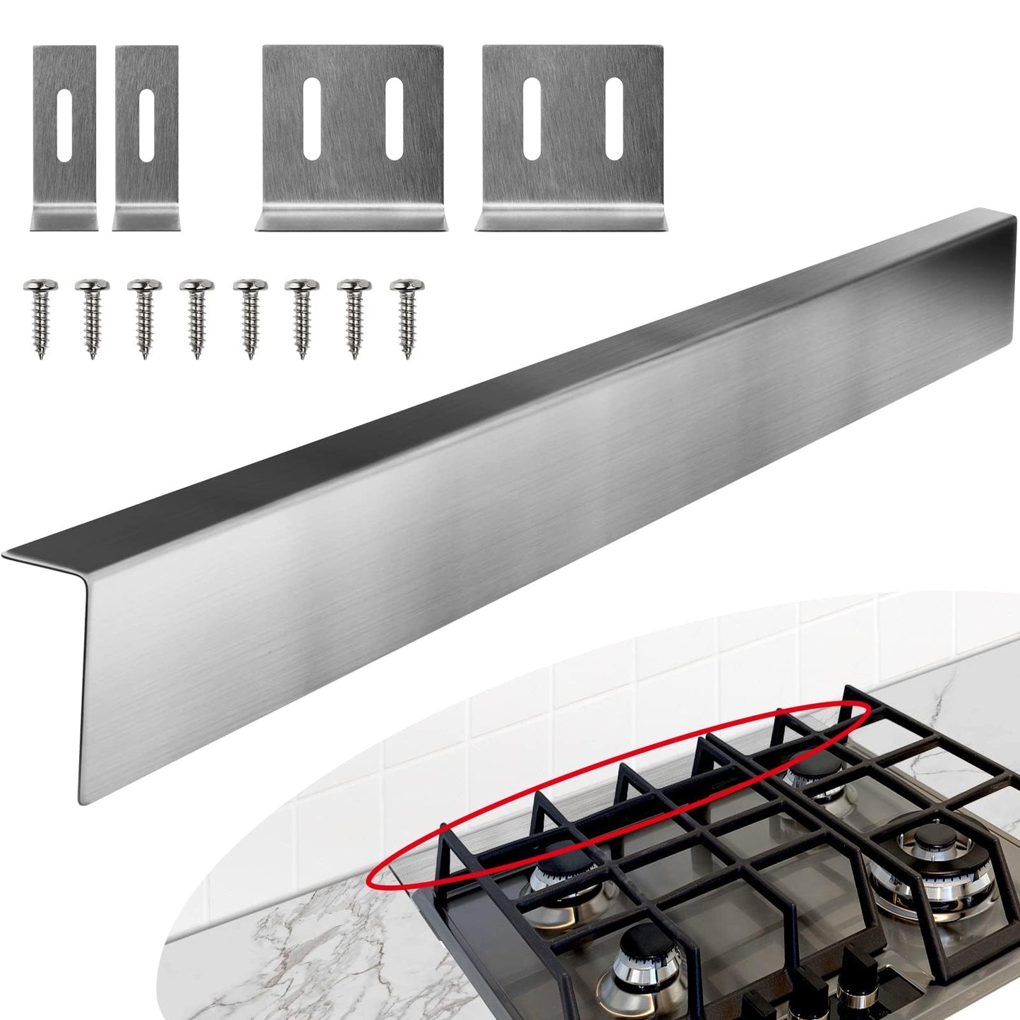 30" Stove Gap Filler, Slide-in Range Rear Filler Kit - Stainless Steel Backsplash for Stove, Easy to Install Backsplash Behind Stove Between Stove Range and Wall for Most Brand Kitchen Stoves