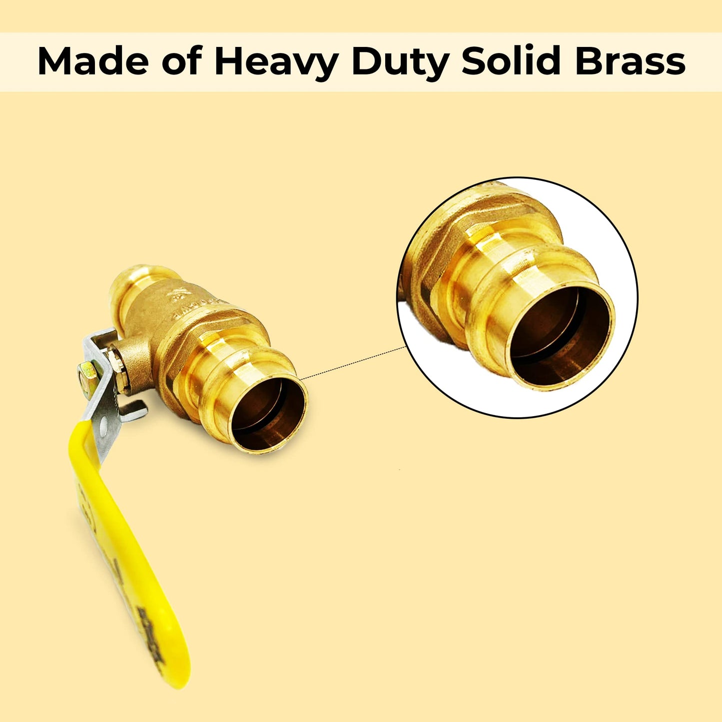 1/2" Propress Brass Ball Valve - Press Shut Off Ball Valve with EPDM O-ring Fit Both End For Pex Tubing - Premium Water Stop Shut Off Tool with 1/2” In. Connections - Pack of 10
