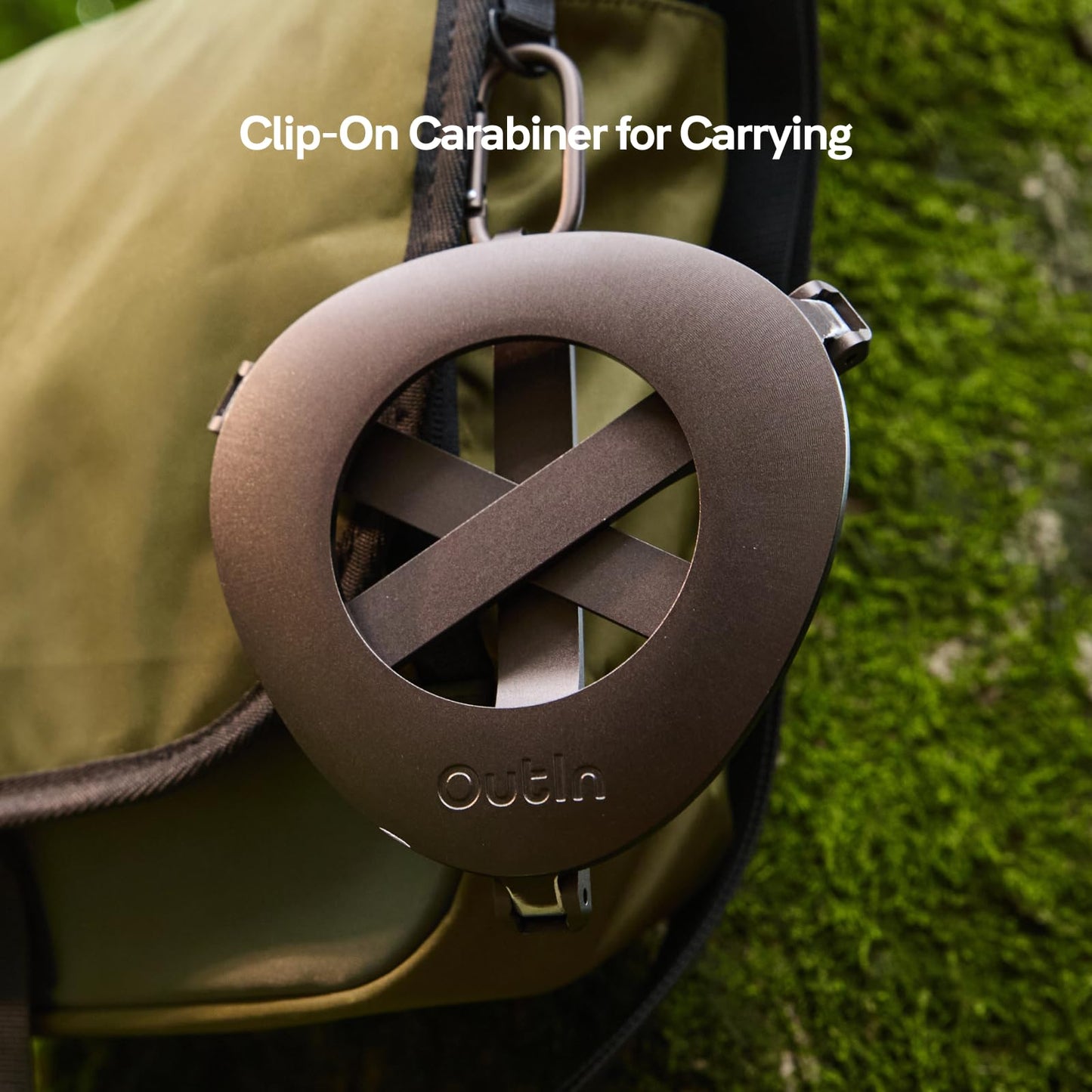 OutIn Ultra-Portable Foldable Coffee Stand with Carabiner, Stable Portable Espresso Machine Holder, Aluminum Unibody Design, Clip-On Carabiner for Easy Carrying, Fit Mino, Nano