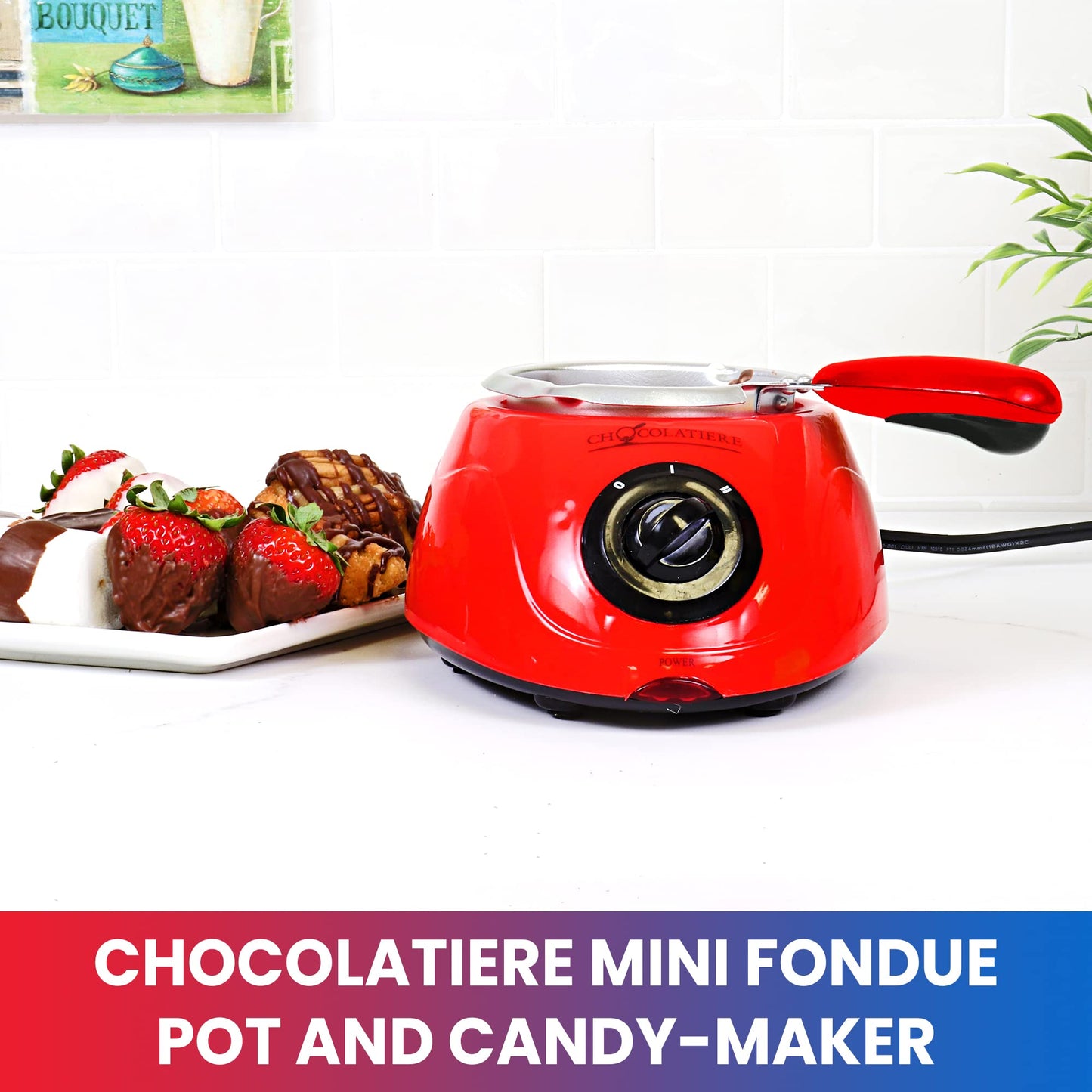 Total Chef Chocolatiere Electric Chocolate Fondue/Melting Pot and Candy Making Kit, 8.8 oz (250 g) Capacity, with 32-Piece Accessory Kit for Candy-Making, Dessert, Special Occasion, Family Dinner