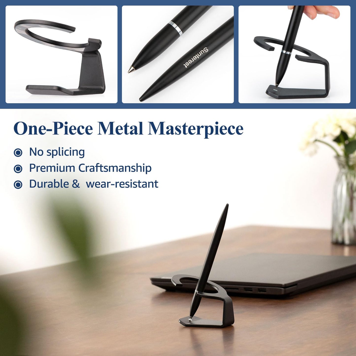 SUNTEREST Magnetic Levitation Gel Ink Pen, Metal Luxury Gifts for Men & Women, Futuristic Floating Fidget Pen, Cool Tech Gadgets, Unique Office Desk Accessories for Him Dad Boss Teacher (Black)