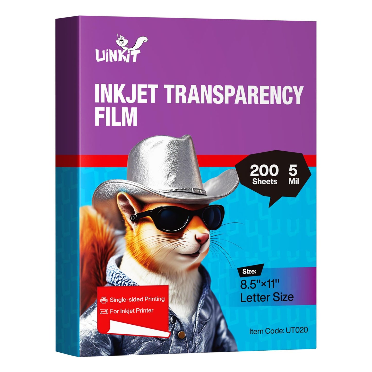 Uinkit Inkjet Transparency Film 8.5x11 200Sheets OHP Overhead Projector Film for DIY Crafting 100% Clear Transparency Paper For Inkjet Printer (200, 8.5x11)