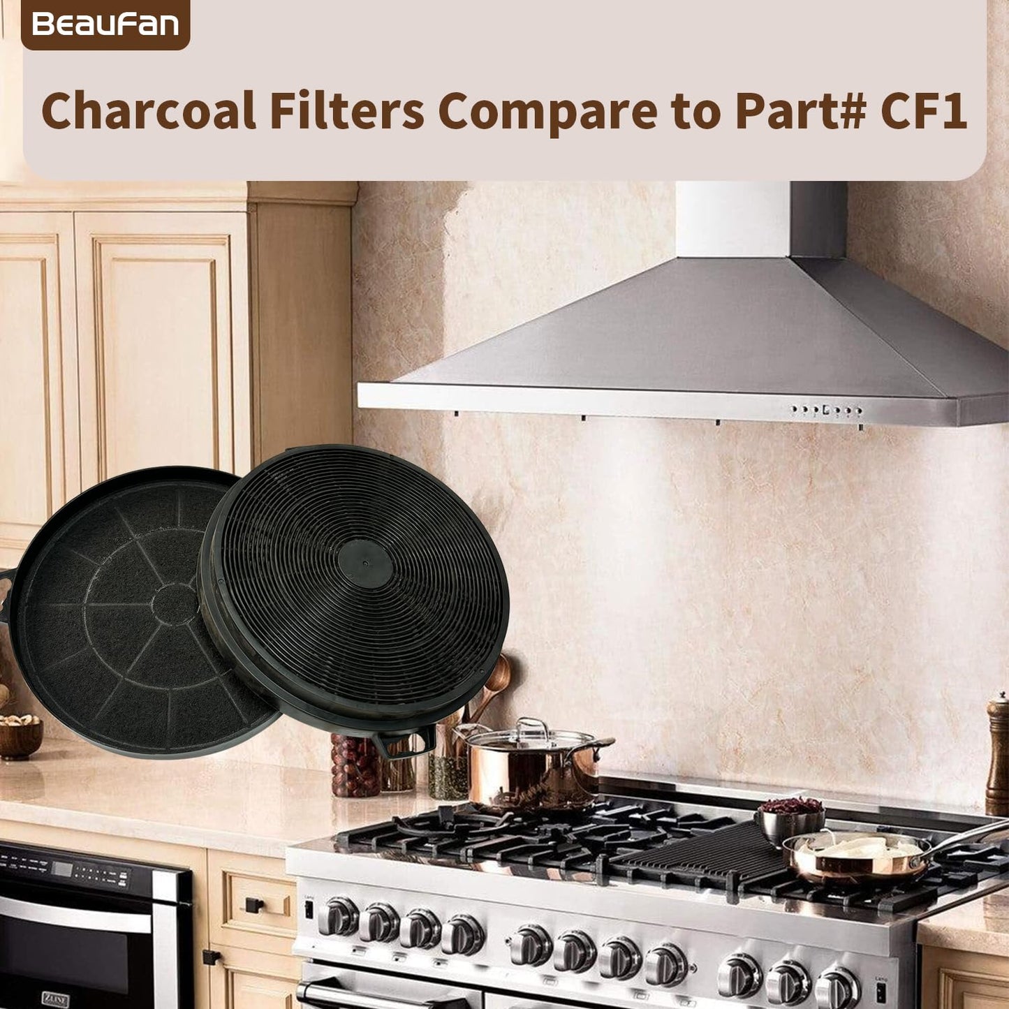 Beaufan 2 Pack CF1 Charcoal Filters Only Compatible with Zline All Range Hood Models, But Not for 587, 597, 9597 Series, Compare to Part# CF1