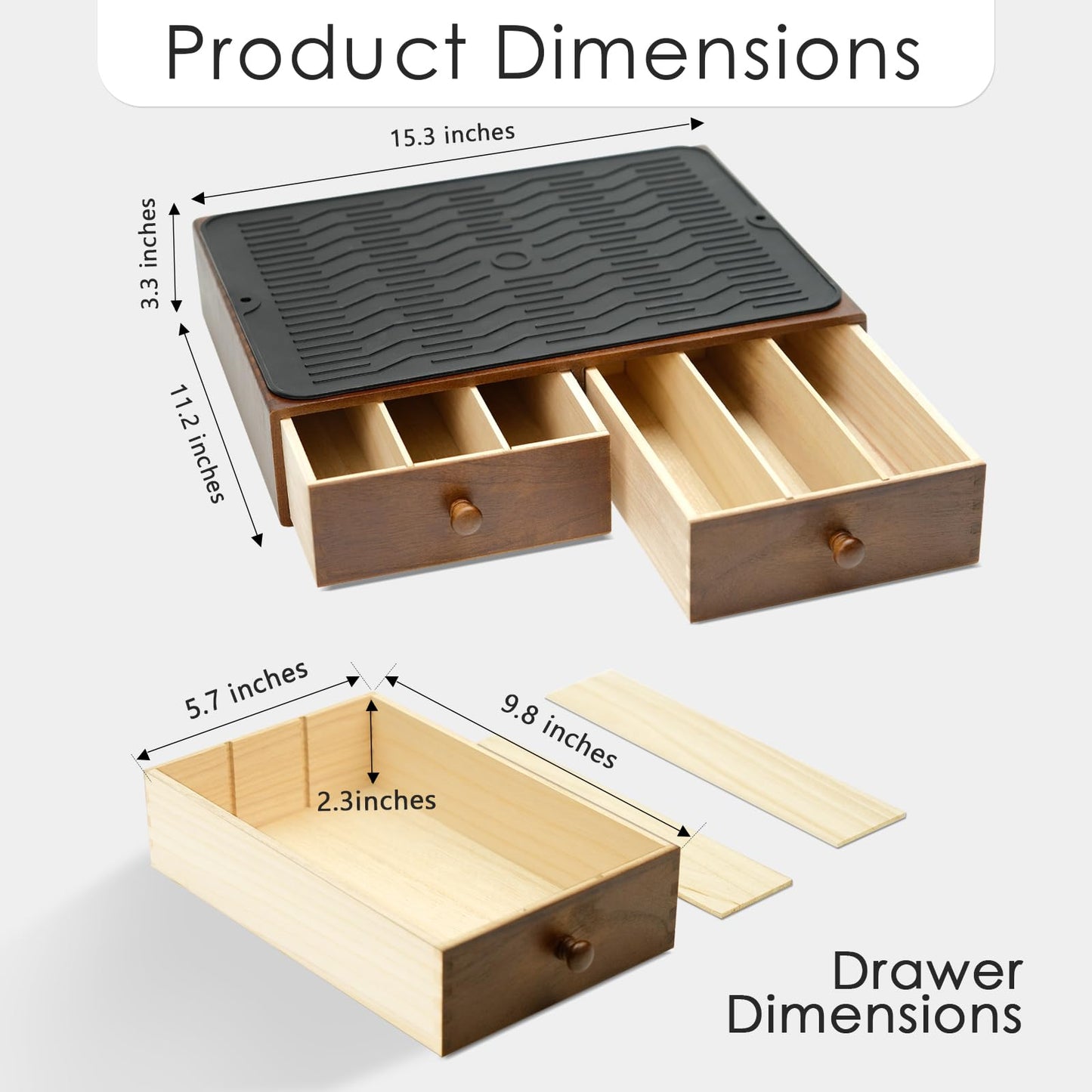 Lveesto Coffee Pod Holder Storage, Wooden K Cup Organizer for Countertop, K Cup Drawer and Tea Organizer for Counter, Coffee Station Organizer with Silicone Non-Slip Pad (30 Pod Capacity)
