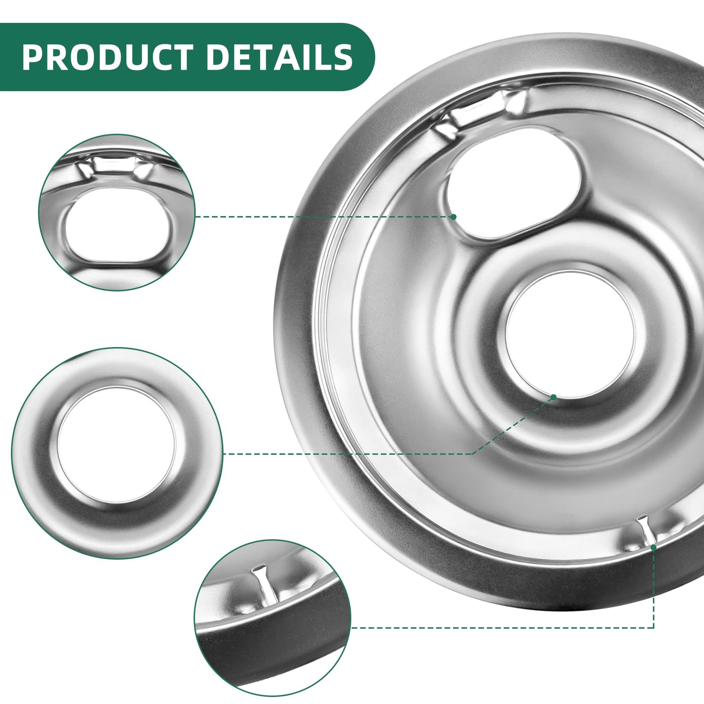 WB31T10010(6") and WB31T10011(8") Replacement Drip Pans/Stove Burner Drip Pan and Electric Stove Burner Replacement MP15YA(6") MP21YA(8") Compatible for Frigi-daire Ken-more Range Oven Stove-by MIFLUS