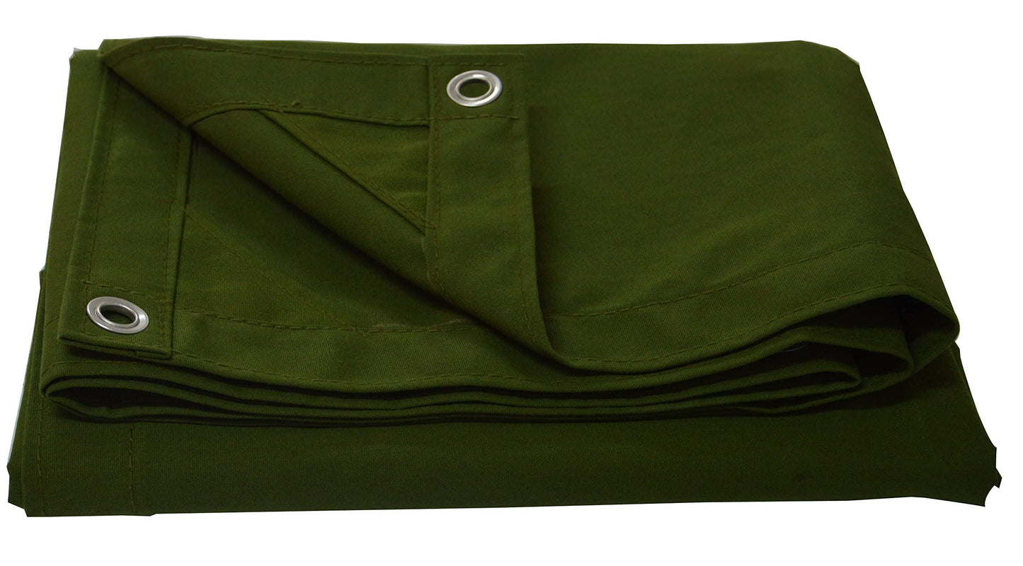 CARTMAN Finished Size 10x12 Feet Canvas Tarp with Rustproof Grommets, Heavy Duty Multipurpose Tarpaulin Cover for Canopy Tent, Roof, Camping, Woodpile