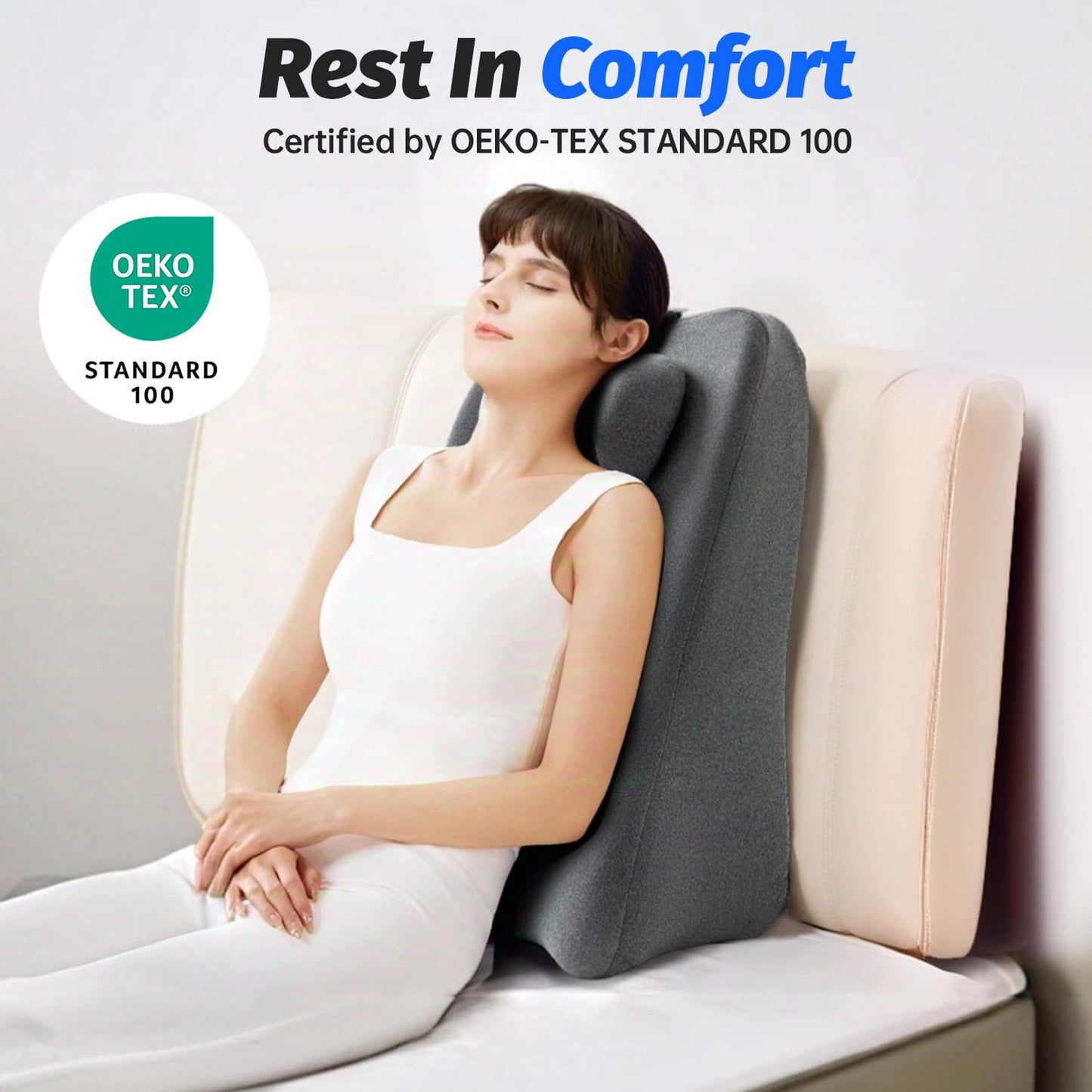 xiaomubiao Reading Pillow, Lumbar Support Pillow for Couch, Sofa Bed Support, Bed Pillow for Sitting up,Ergonomic Memory Foam Pillow for Acid Reflux & Back Discomfort, with Removable Cover Gray